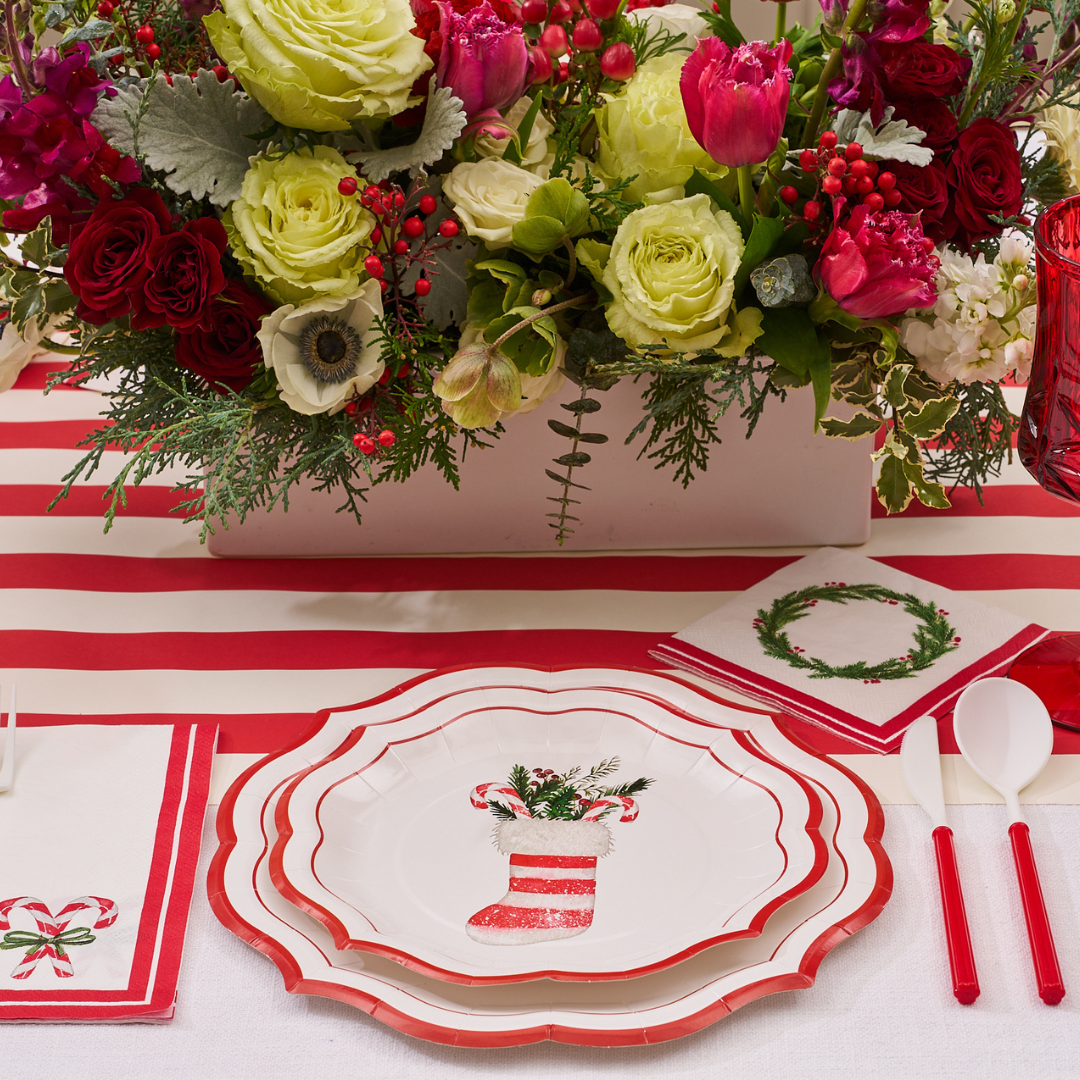 Eco-Friendly Merry & Bright Paper Salad Plates - 8 Pack, Disposable Party Plates for Christmas, Thanksgiving & Holiday Celebrations