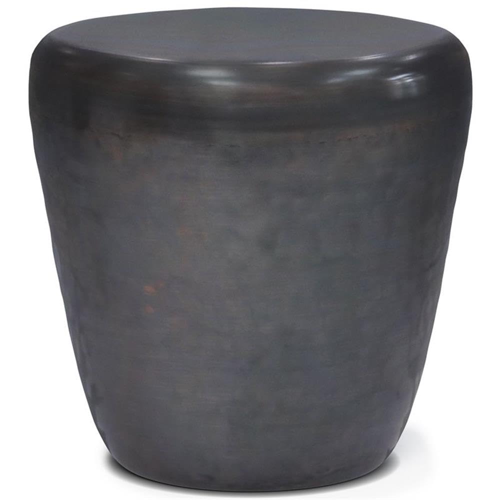 Small Boho Round End Table - Modern Accent Nightstand for Living Room, Bedroom & Office - Space-Saving Metal Side Table with Rustic Design - Perfect for Small Spaces, Sofa Sides & Narrow Areas - Dark Gray Home Decor