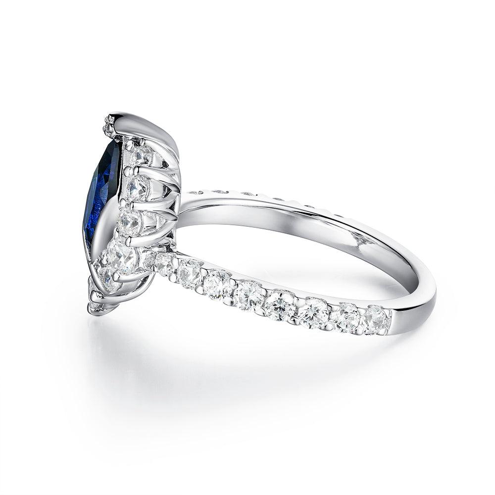 Exquisite Pear Shaped Blue Sapphire Ring - 14K Gold Engagement Jewelry for Women - Perfect for Weddings, Anniversaries & Special Occasions