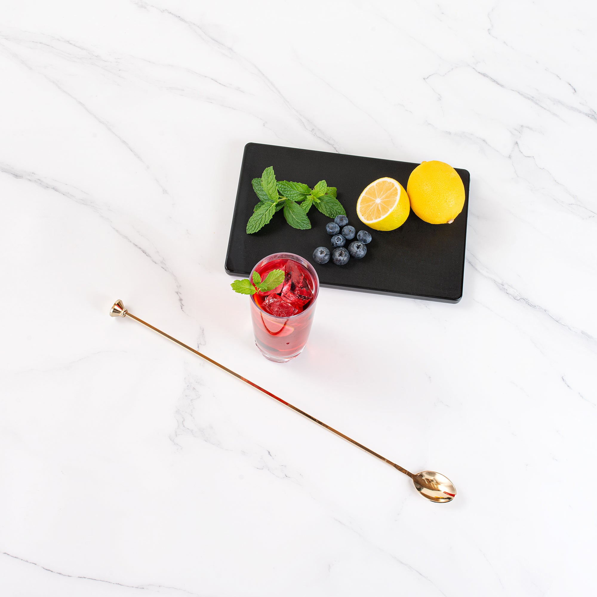 Bar Lux Gold Plated Stainless Steel Muddler Bar Spoon - 16 Inch Cocktail Mixing Tool for Mojito, Old Fashioned & Mixology - 1 Count Box (16