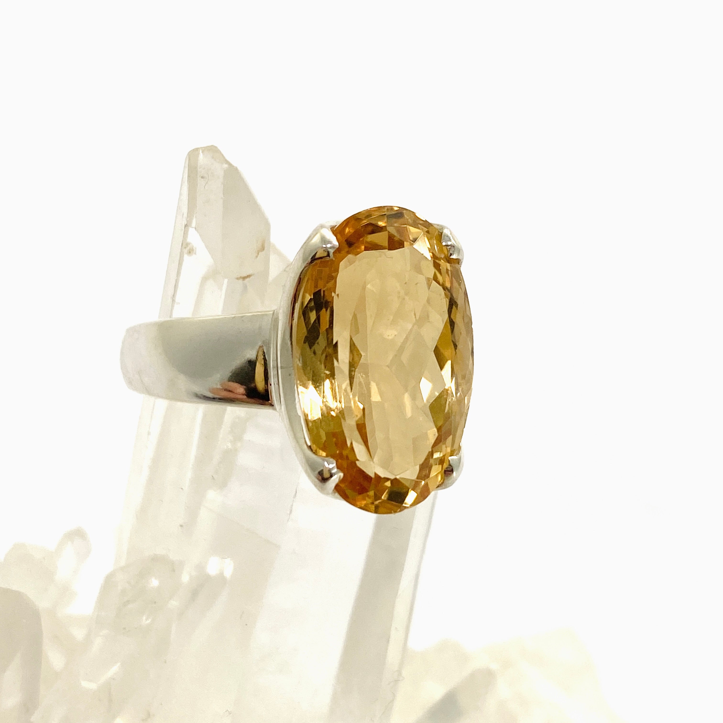 Natural Citrine Oval Faceted Ring - Size 12 PRGJ910 - Elegant Jewelry for Women, Perfect for Weddings, Parties & Special Occasions