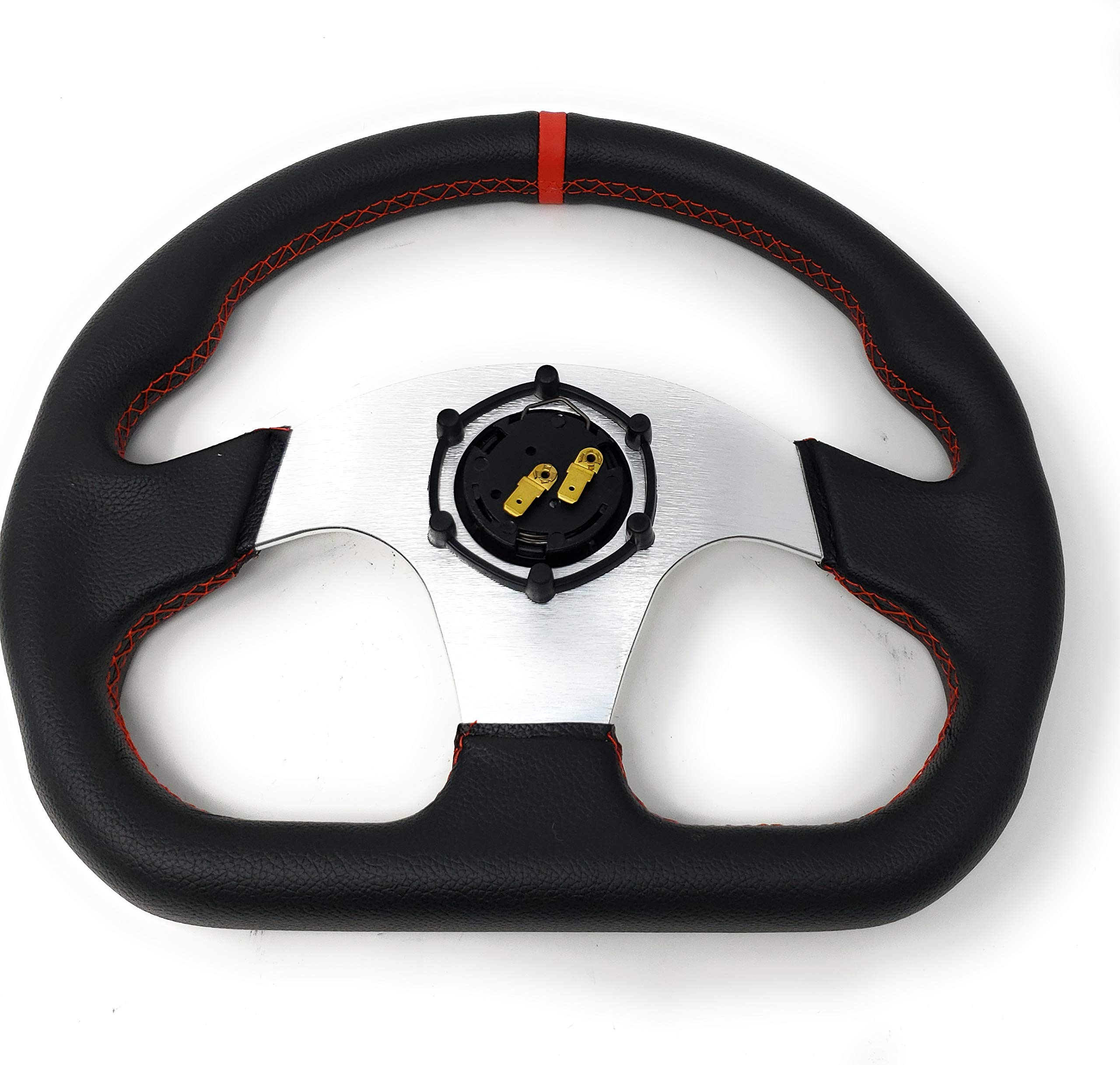 EZ-GO TXT RXV Golf Cart Red Steering Wheel with Chrome Adapter - 3 Spoke Replacement Steering Wheel for Golf Carts - Perfect for Upgrades, Repairs, and Customization