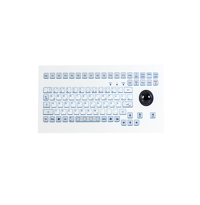 InduKey TKS 088c TB38 MODUL Metal Dome Keyboard with Integrated Trackball - Ergonomic USB Mechanical Keyboard for CAD/Gaming/Office Workstations (Black)