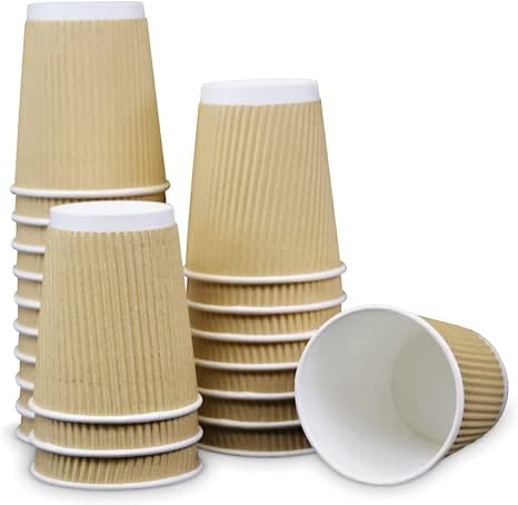 Premium 8 oz Ripple Paper Cups - 500 Pack | Eco-Friendly, Insulated & Disposable Hot Drink Cups for Coffee, Tea & Cocoa | Made in USA | Ideal for Home, Office, Restaurants & Coffee Shops | Perfect for Morning Coffee, Office Breaks & Takeout Beverages