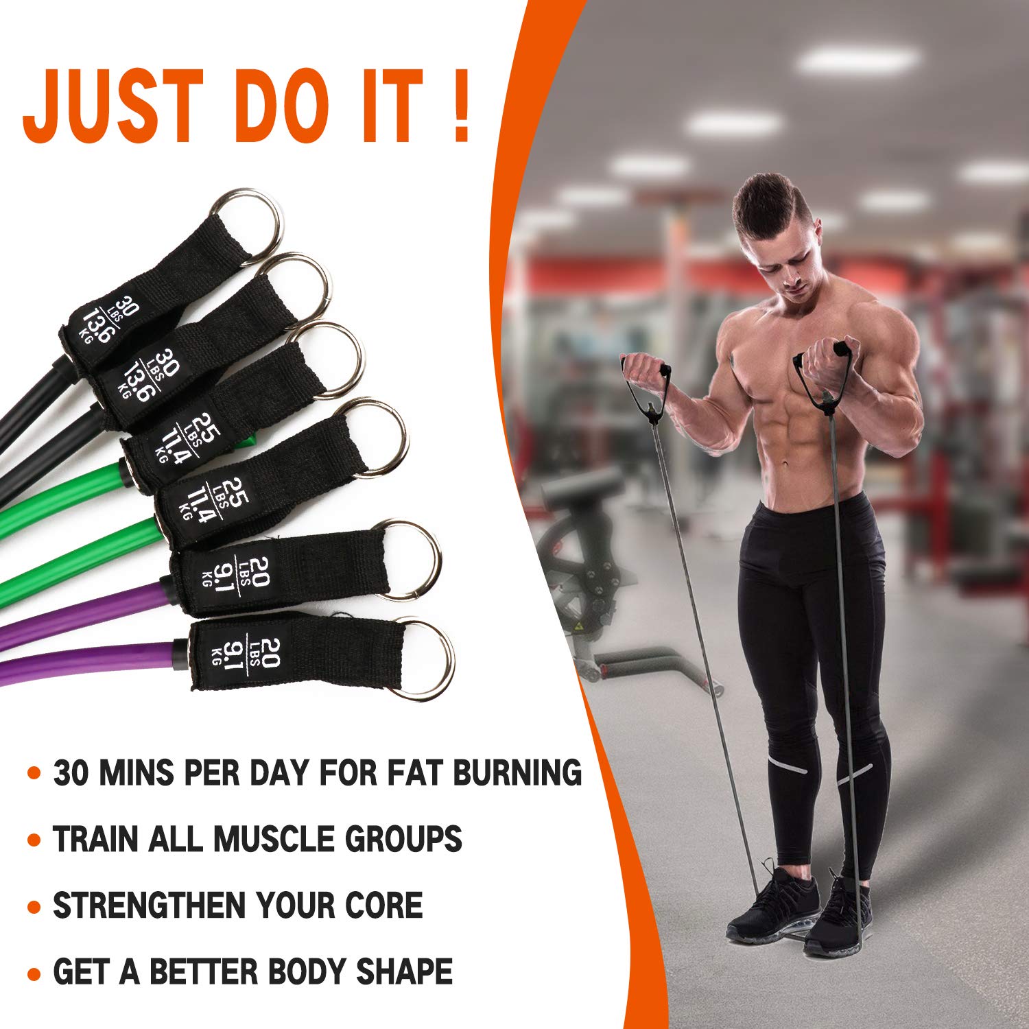 150LB Resistance Bands Set - Heavy Duty Exercise Bands for Power Lifting, Strength Training & Body Stretching | Home Workout Equipment for Men & Women | Perfect for Resistance Training, Physical Therapy, Yoga & Fitness Routines at Home or Gym