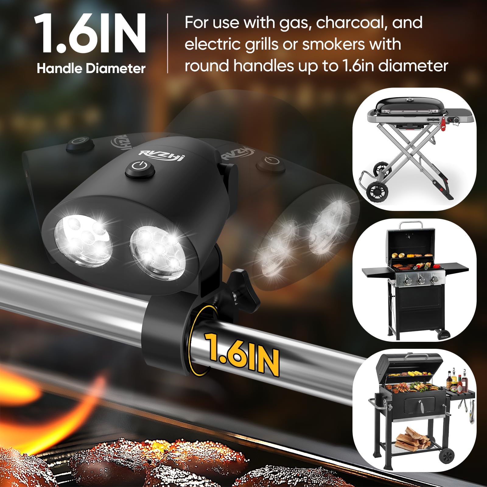 **Grill Light for BBQ - 2 Brightness Settings, Battery Included - Perfect Outdoor Grilling Accessories for Men, Father's Day Gifts for Dad & Husband - Ideal for Nighttime Grilling, Camping, and Backyard BBQs**