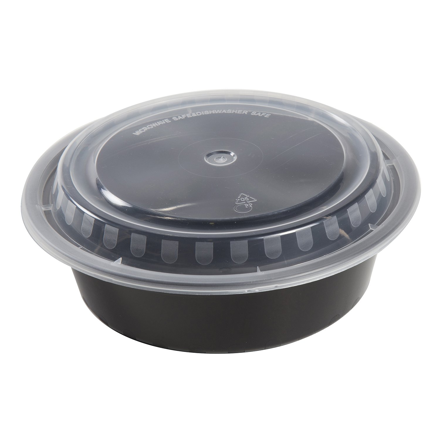 AmerCare 7-Inch Round Black Plastic Food Storage Containers with Lids - 32 oz Microwave & Freezer Safe - Bulk Pack of 150 - Perfect for Meal Prep, Leftovers & Restaurant Takeout
