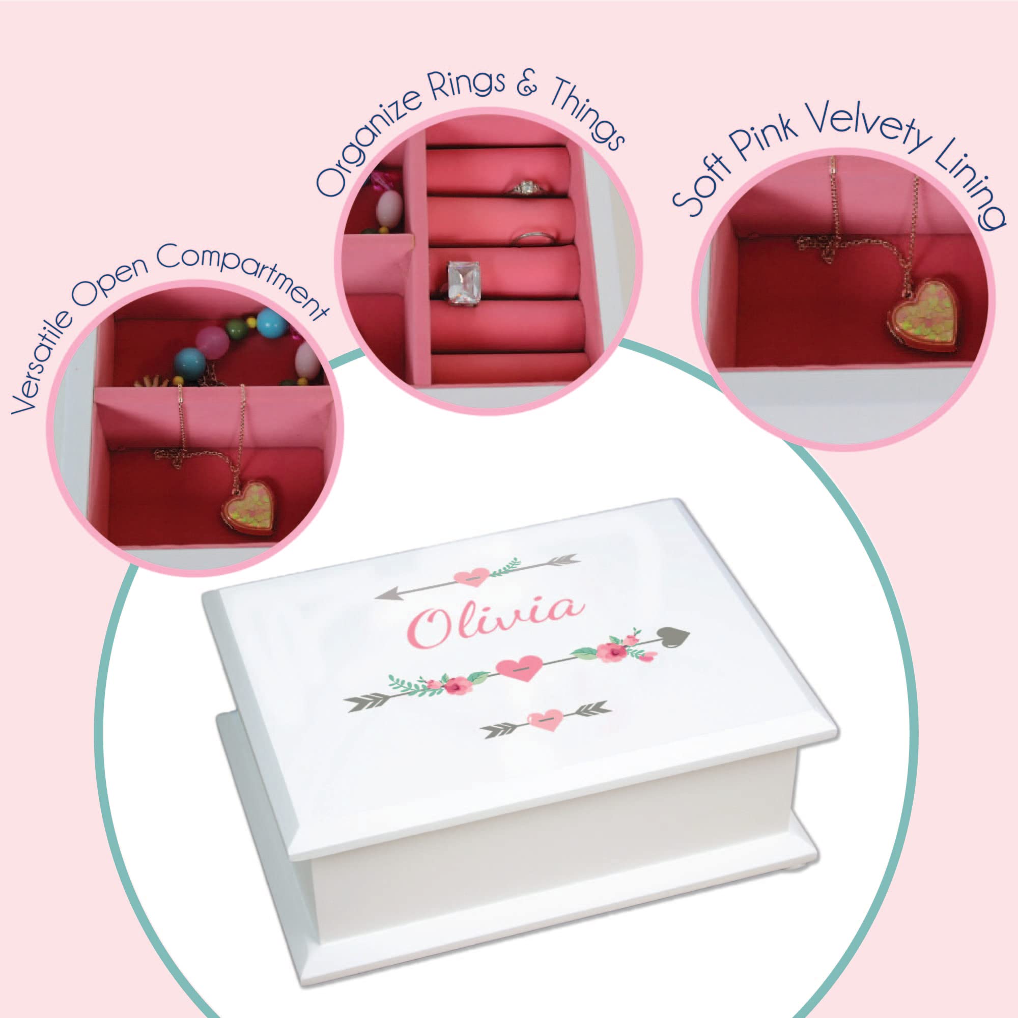 Personalized Mermaid Jewelry Box with Lift Top - Elegant Gift for Women & Girls - Perfect for Necklaces, Rings, Earrings & Bracelets Storage - Great for Bedroom, Dresser & Travel