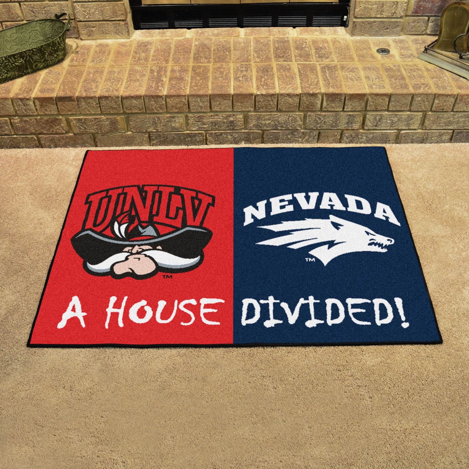 UNLV vs Nevada House Divided Mat 33.75x42.5 Inch - College Football Rivalry Doormat for Front Door Entryway - Perfect for Game Day Decor & Fan Gifts