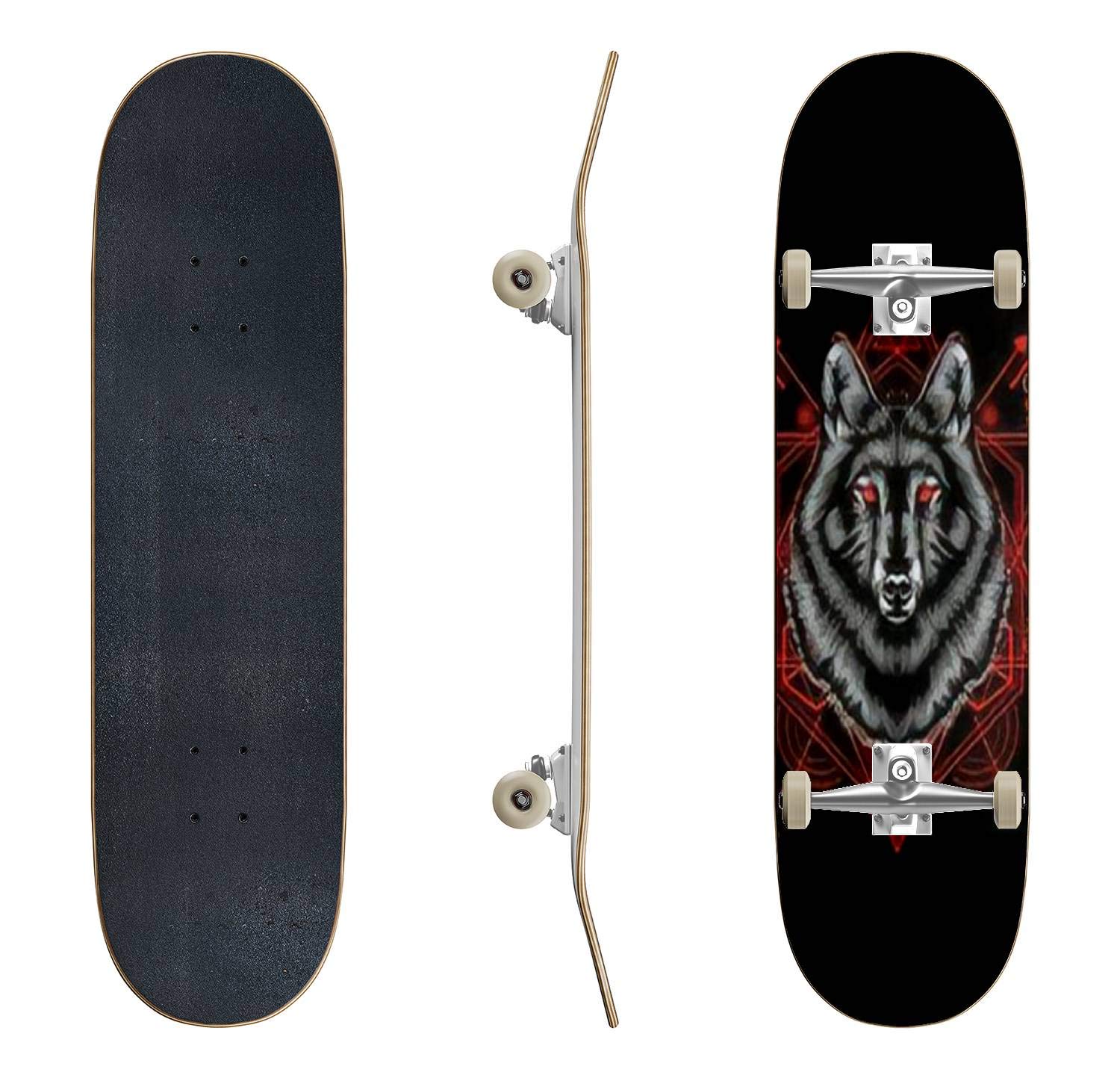 **Premium Wolf Classic Concave Skateboard - High-Performance Longboard for Beginners & Pros | Extreme Sports, Teen Gifts, Cool Skate Gear for Street, Park & Cruising**