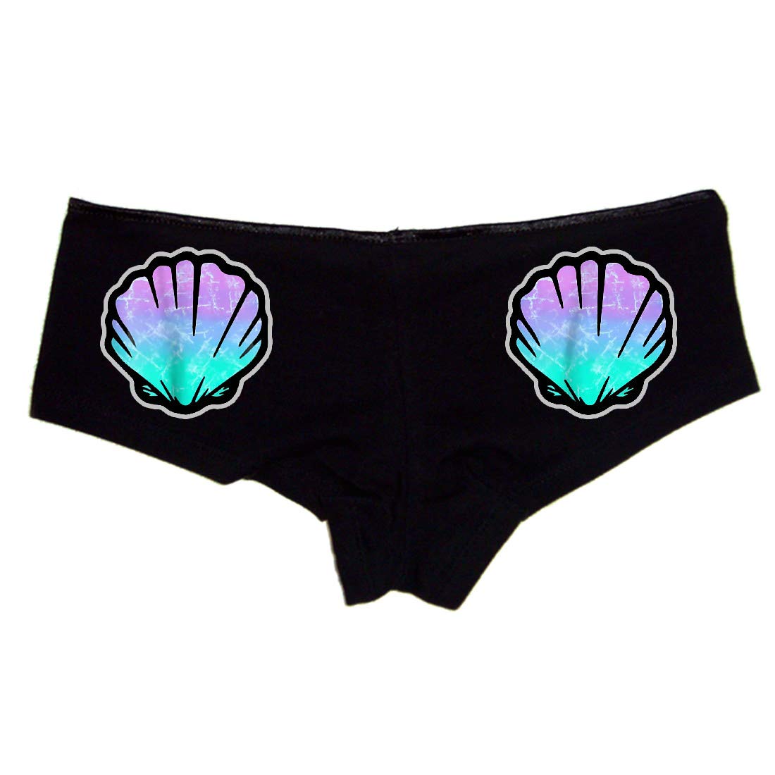 Seashell Print Boyshort Cotton Bikini Bottom - Comfortable Women's Underwear for Beach, Pool & Summer Vacations