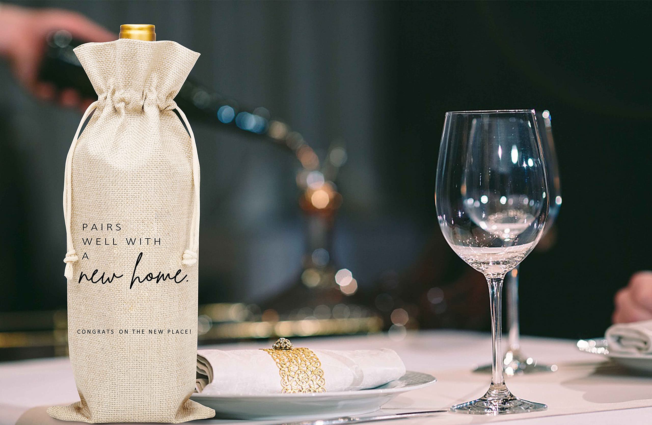 Elegant Housewarming Wine Gift Bags - Premium New Home Wine Gift for Friends & Clients - Perfect Realtor Closing Gift - 1 Piece Wine Bag (A47) - Ideal for Housewarming Parties, Client Appreciation & Real Estate Closing Gifts