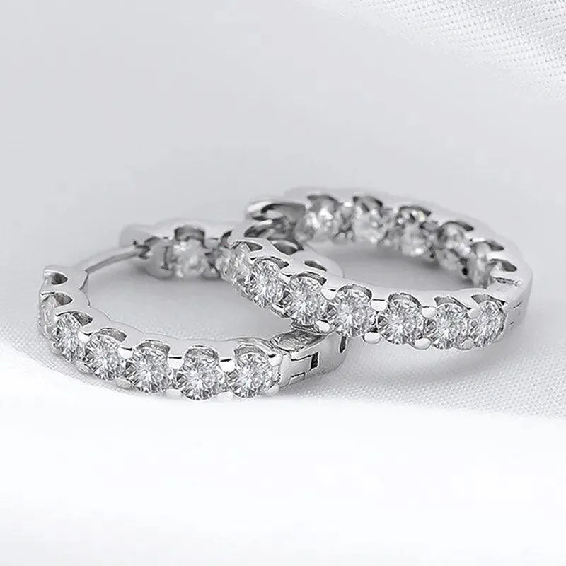 18K Gold Plated 2.6CT Moissanite Hoop Earrings for Women | 925 Sterling Silver Wedding & Party Jewelry | Elegant Gift for Anniversary, Bridal Shower & Special Occasions