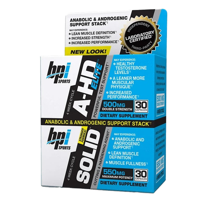 BPI Sports A-HD Elite + Solid - 60 Capsules for Muscle Growth & Recovery - Supports Bodybuilding & Fitness Goals