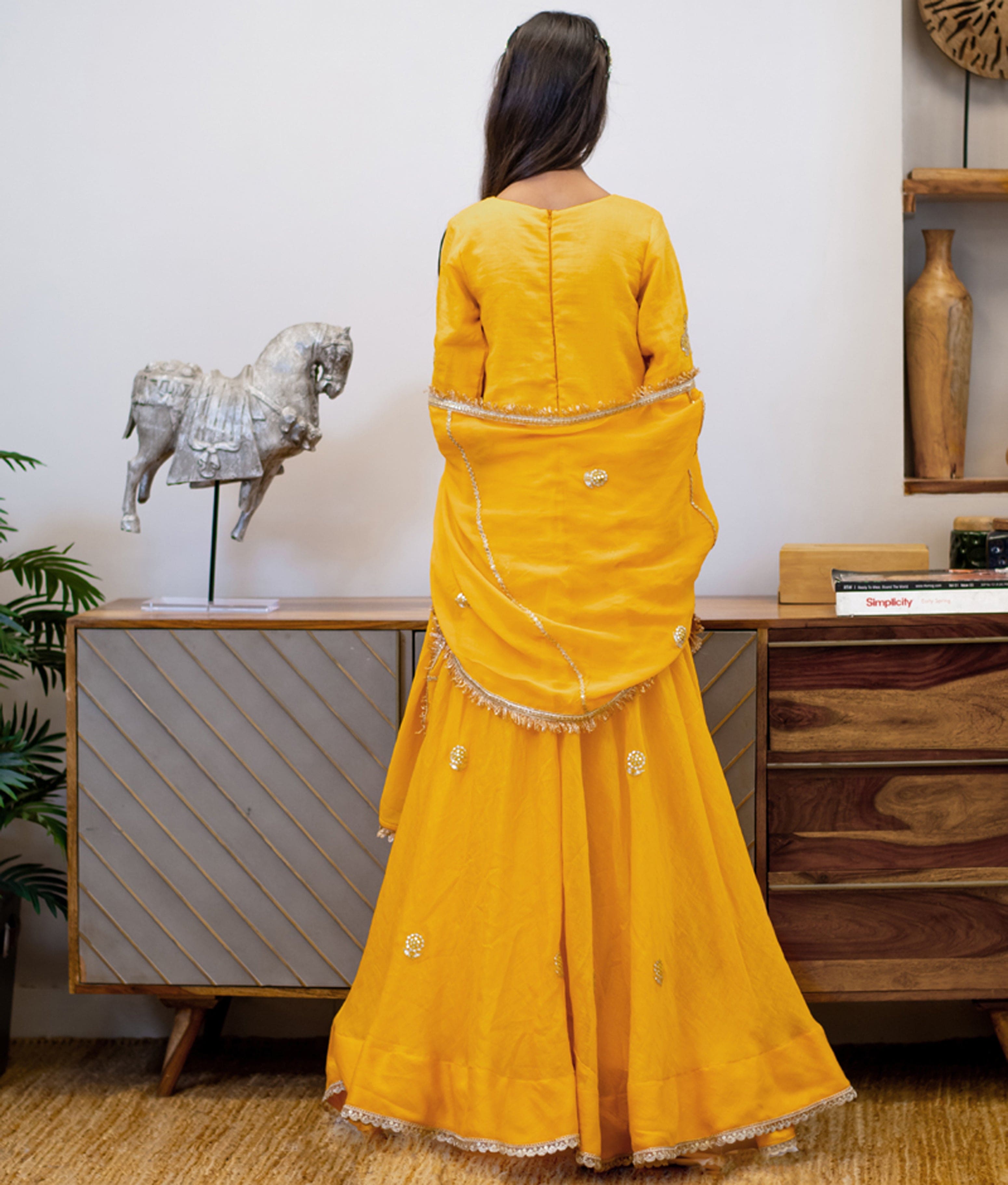 Pre Order: Yellow Embroidered Anarkali Set for Girls - Traditional Indian Party Wear for Festivals & Weddings