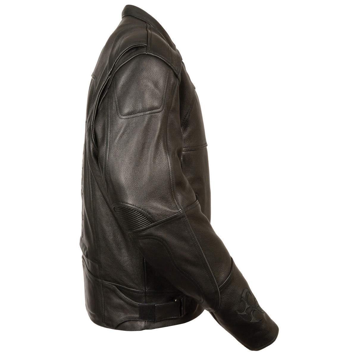 Milwaukee Leather MLM1510 Men's Black Leather Motorcycle Jacket with Reflective Skull Design - Perfect for Scooter Riders & Urban Commuters