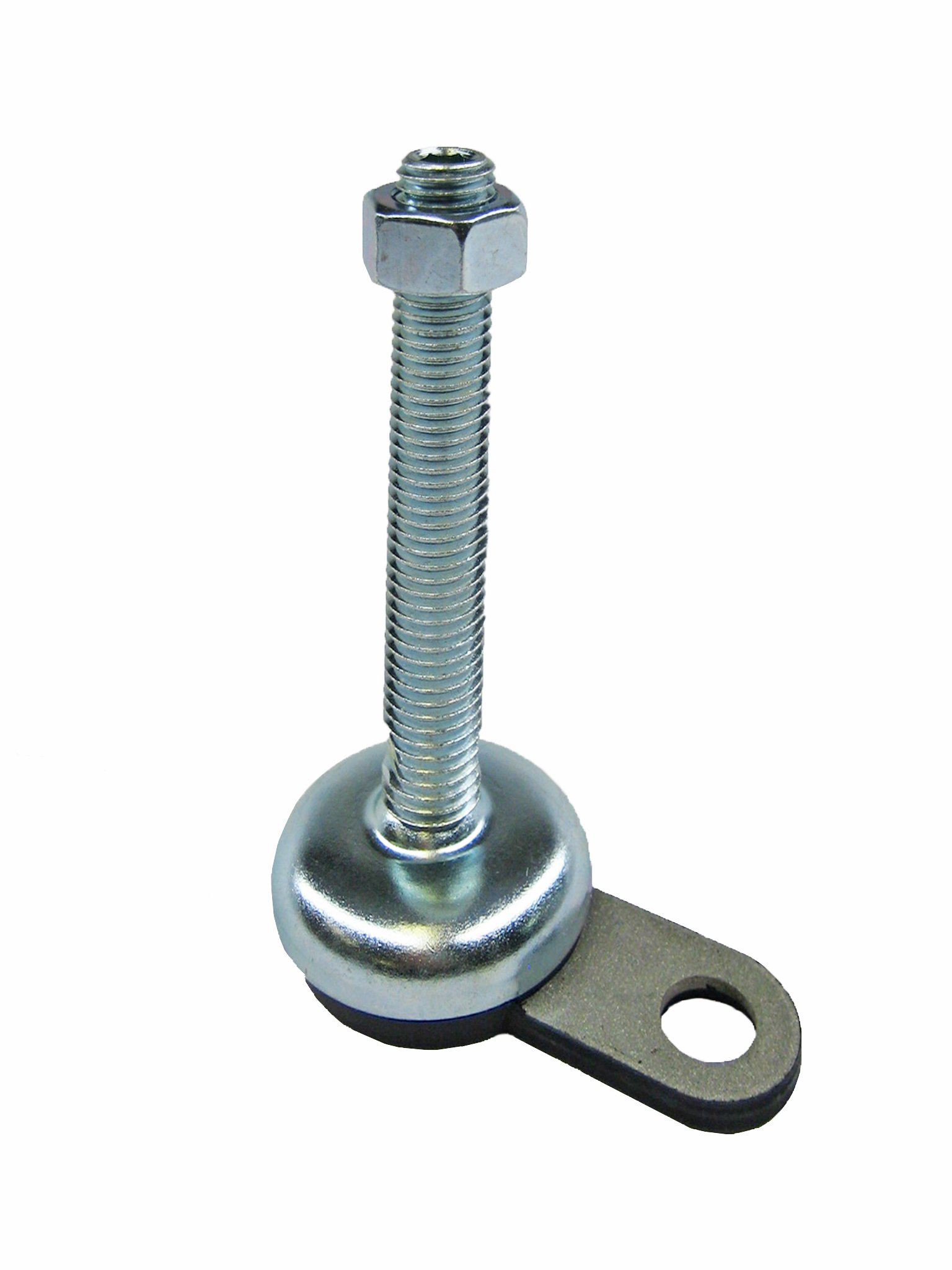 J.W. Winco 16N125P05/AK Series GN 340.1 Steel Leveling Mount with Lag Bolt Lug, Nut & Rubber Pad - 50mm Base, M16x2.0 Thread, 125mm Length - Ideal for Machinery Leveling, Industrial Equipment, and Heavy-Duty Applications