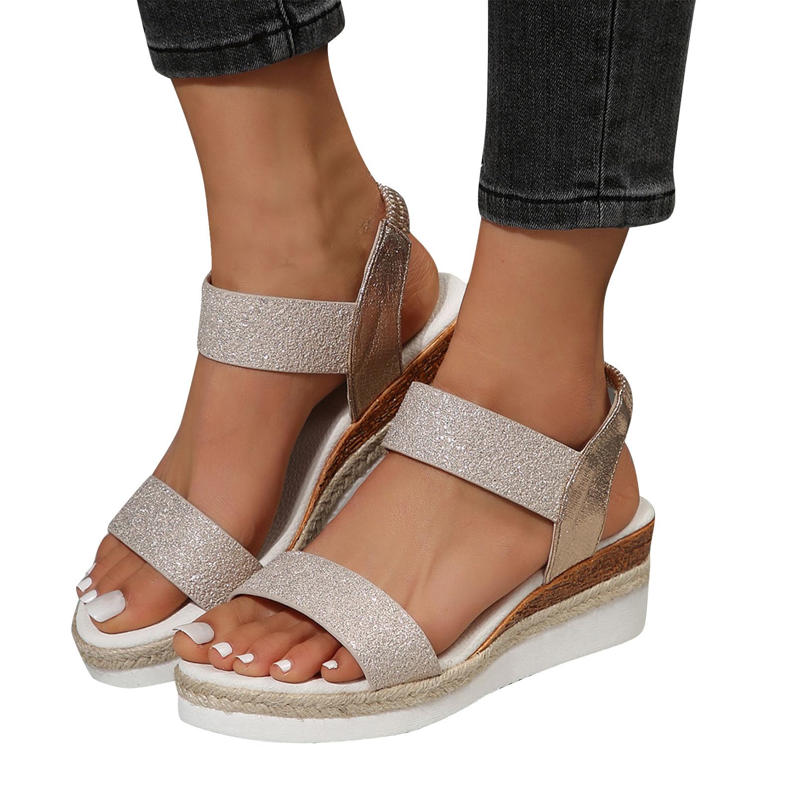 Oelaio Women's Summer Wedge Sandals - Comfortable Roman Fish Mouth Dressy Sandals for Ladies, Size 7.5 | Perfect for Beach, Vacation, and Casual Outfits