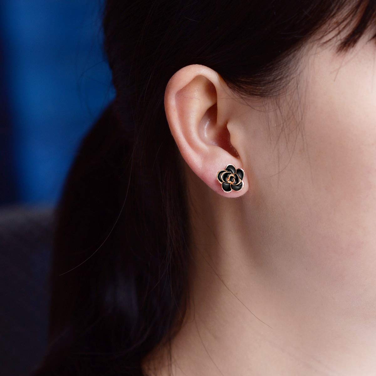AllenCOCO Hypoallergenic Rose Flower Stud Earrings for Women - Nickel Free Sensitive Ear Jewelry in Gold & Silver - Perfect for Everyday Wear, Date Nights & Gift Giving