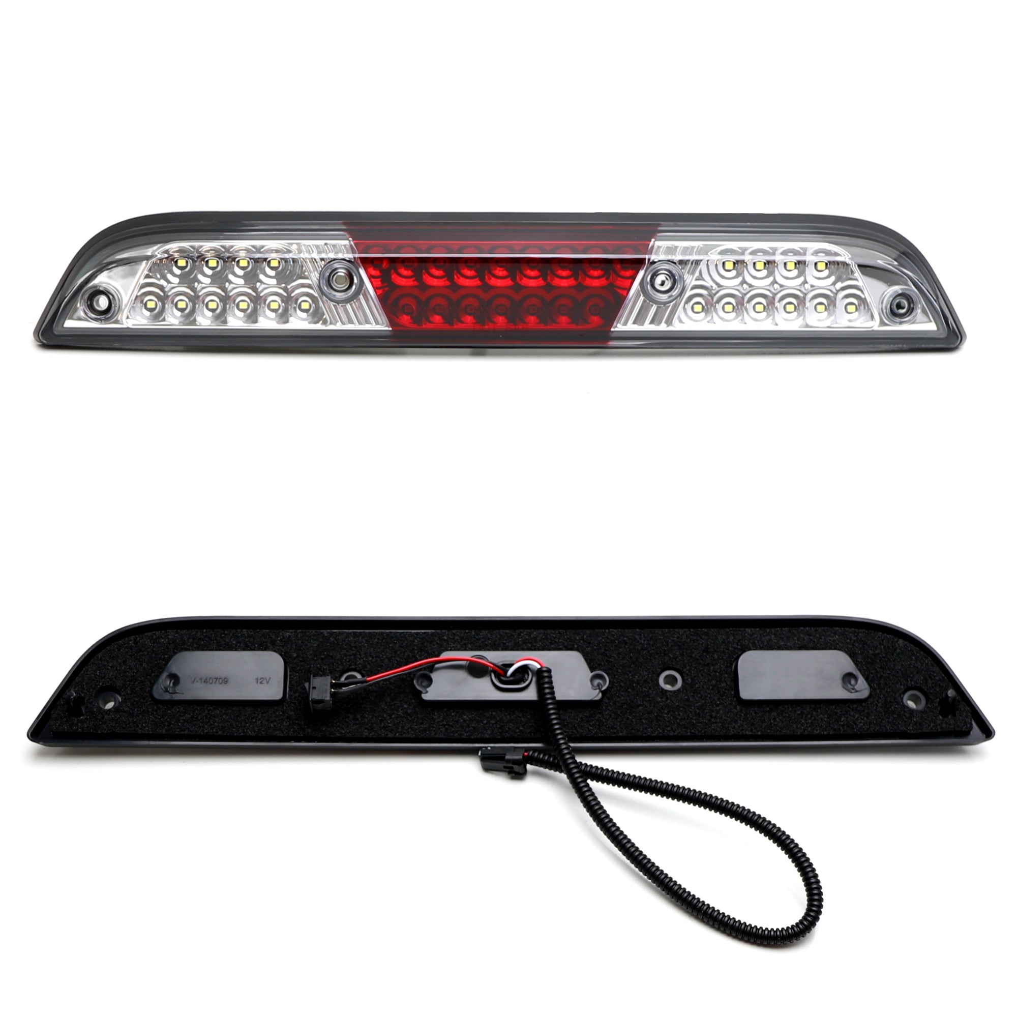 Clear/Red F1 Strobe LED High Mount 3rd Brake Light Compatible with 2015-2020 Ford F150, F250, Ranger - Enhanced Safety & Visibility for Trucks, Off-Roading & Night Driving