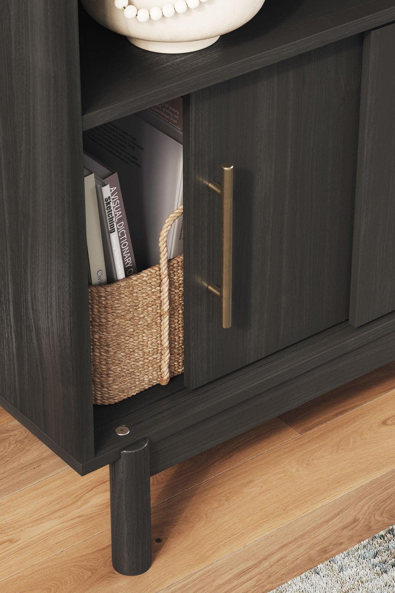 Signature Design by Ashley Brymont Modern 2-Door Accent Cabinet in Grayish Brown - Stylish Storage Solution for Living Room, Bedroom or Entryway