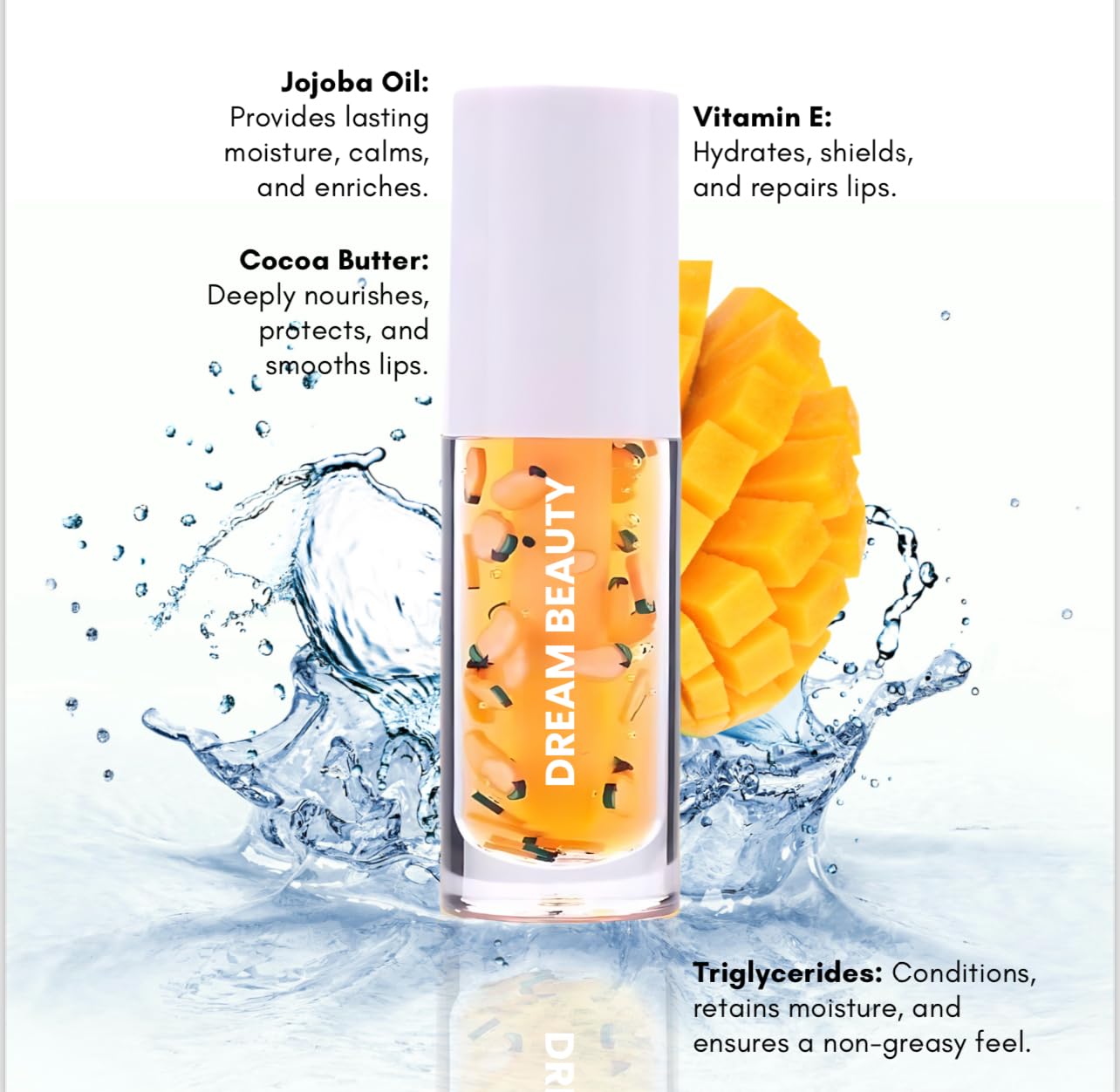 Dream Lip Oil - Hydrating & Nourishing Lip Gloss for Dry Lips | Vegan, Cruelty-Free | Perfect for Daily Moisture & Night Care