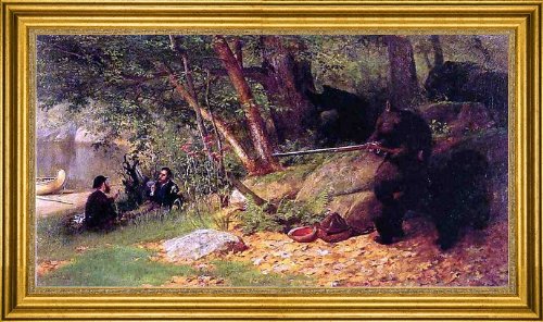 William Holbrook Beard 'The Tables Turned' Art Print - 14x28 Inch Premium Canvas Wall Art with Gold Frame - Perfect for Living Room, Bedroom & Office Decor