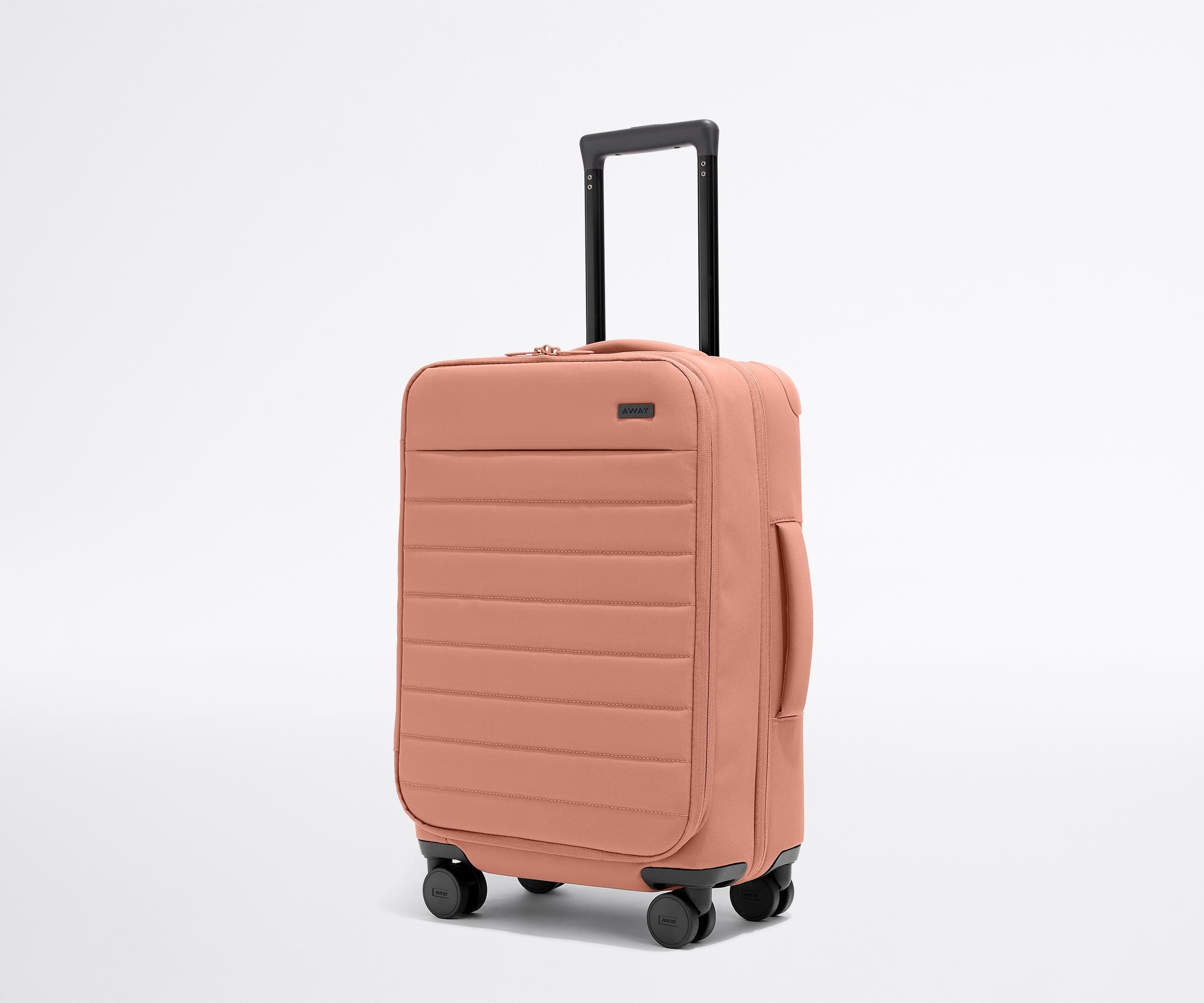 Premium Softside Carry On Luggage in Clay Pink - Lightweight & Spinner Wheels for Travel, Business Trips & Weekend Getaways