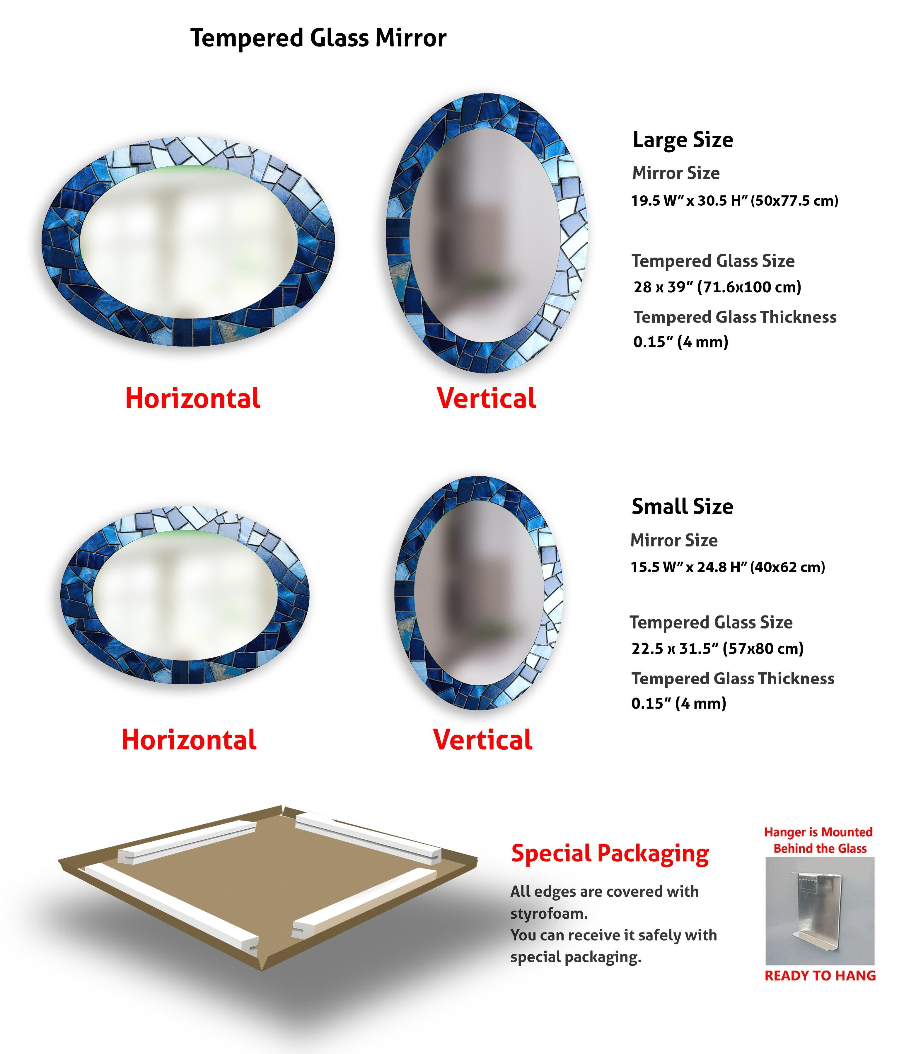 Elegant Blue Oval Wall Mirror for Home Decor - Perfect for Living Room, Bedroom & Entryway Decoration