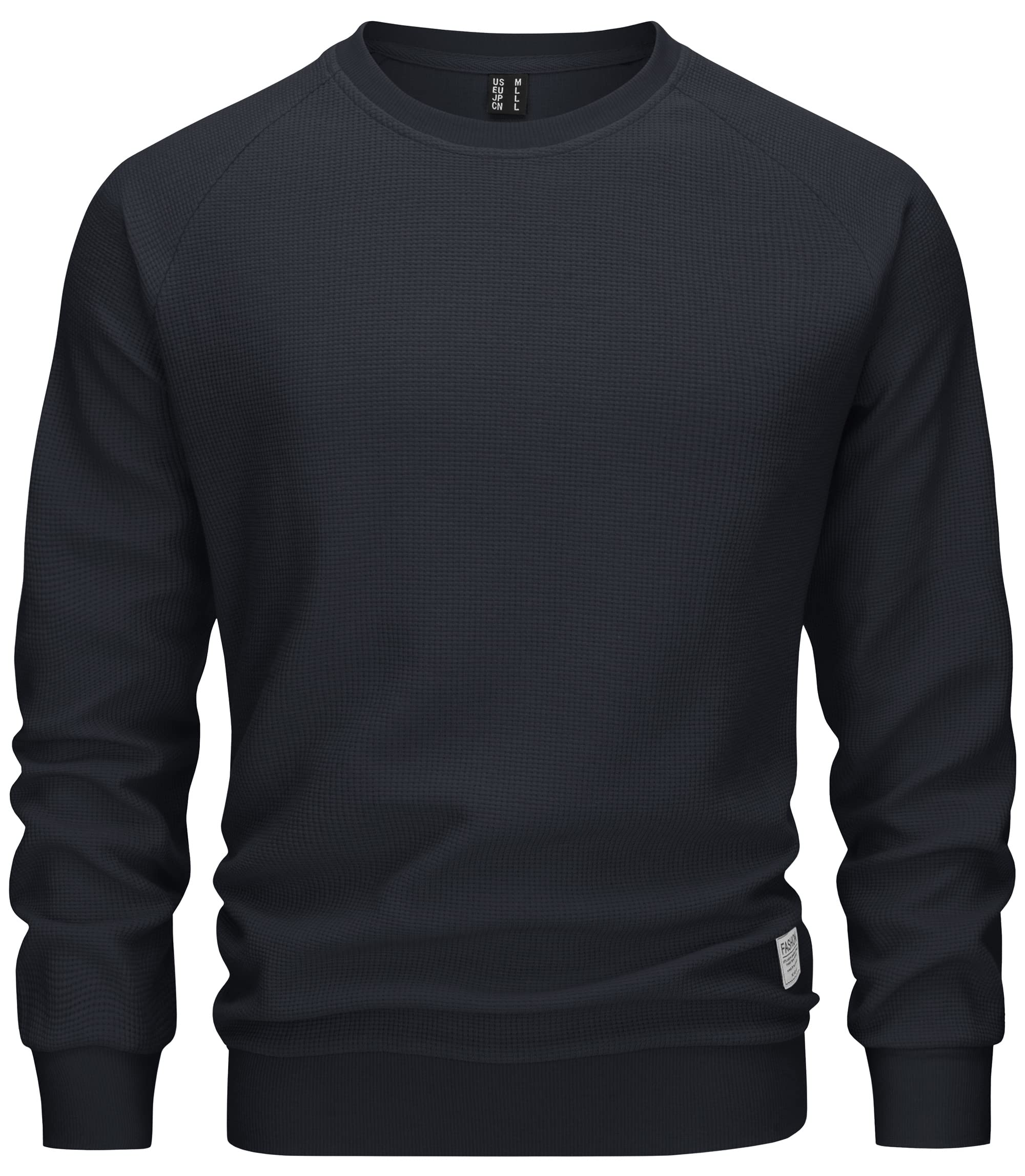 TACVASEN Men's Waffle Knit Crewneck Sweatshirt - Lightweight Long Sleeve Pullover for Casual Wear | Comfortable & Breathable for Everyday Use, Outdoor Activities, and Layering