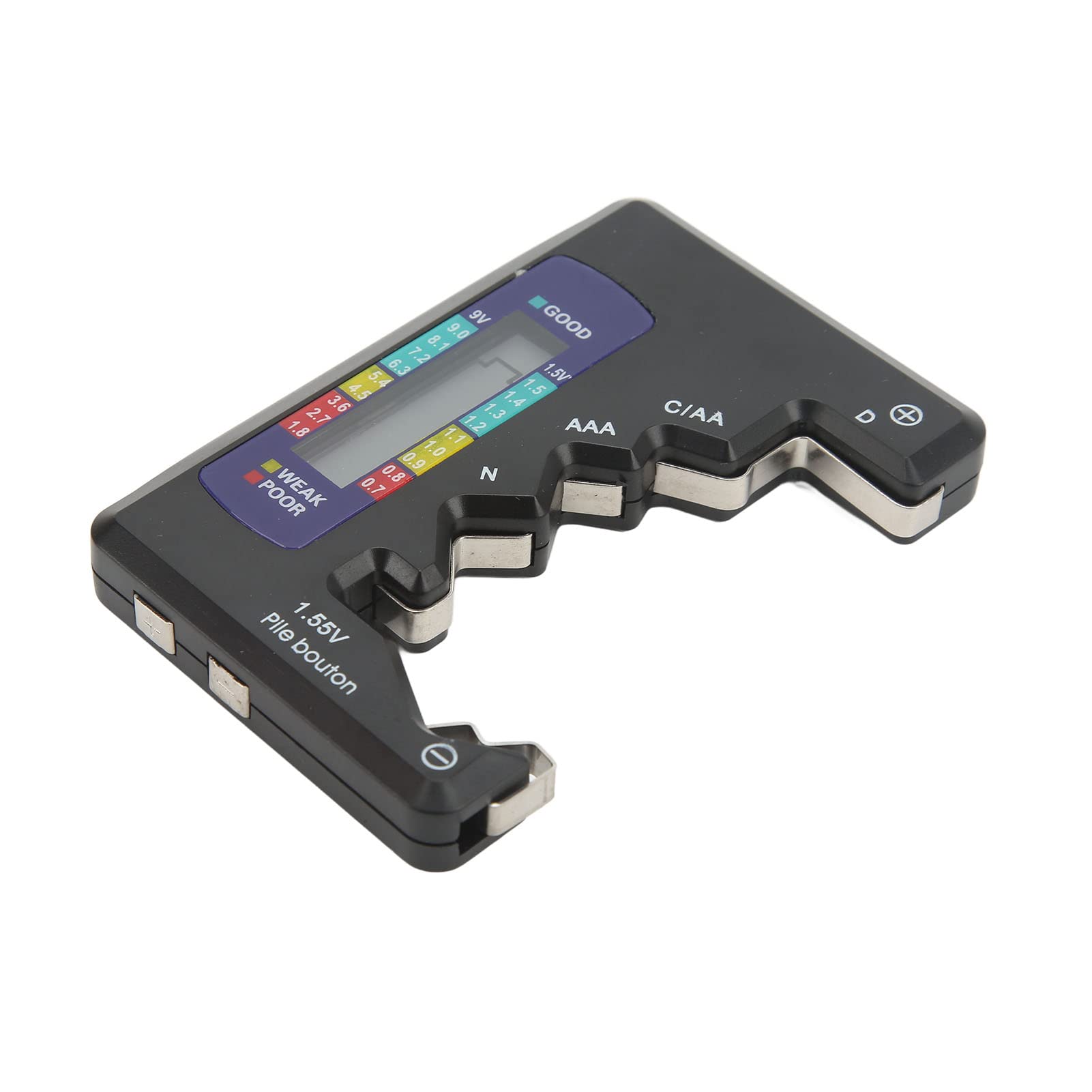 Digital Battery Capacity Tester - LCD Display for AA AAA 9V 1.5V Button Cells - Analyzes Carbon Zinc Alkaline Rechargeable Batteries (Black) - Perfect for Home Electronics, Toys, Flashlights & Emergency Kits