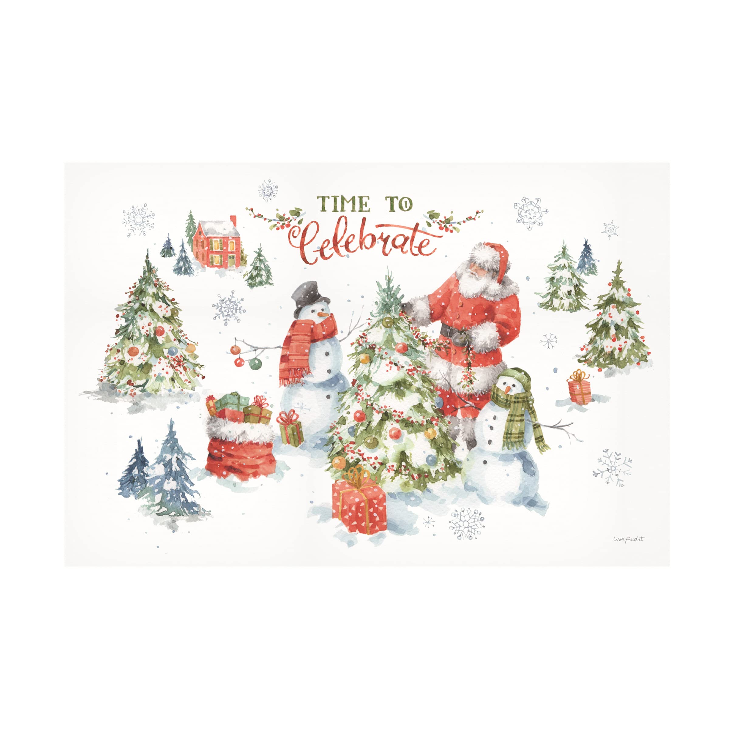 Lisa Audit 'Welcoming Santa' Canvas Wall Art Print - Christmas Holiday Home Decor for Living Room, Bedroom & Office
