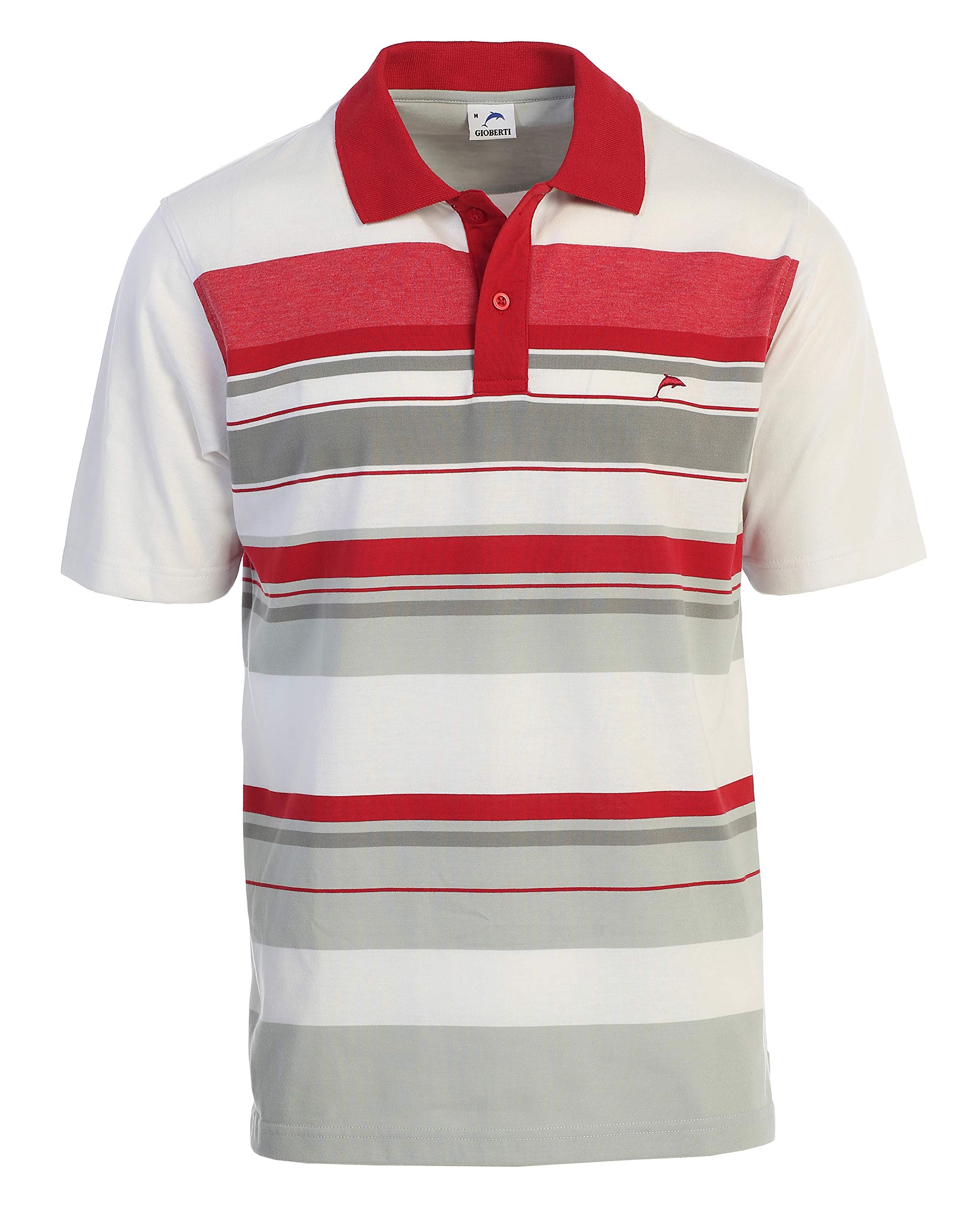 Gioberti Men's Striped Polo Shirt - Short Sleeve Breathable Cotton Shirt for Casual Wear & Golf | Yarn-Dyed Fashion Top for Summer Outings