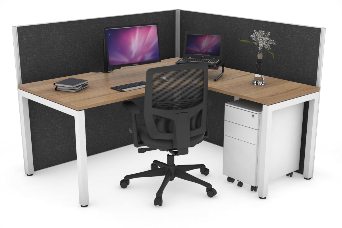 Horizon Quadro Square Legs L-Shaped Corner Office Desk - 1800L x 1800W with Cable Management | Modern Home & Office Workspace Solution for Professionals & Gamers