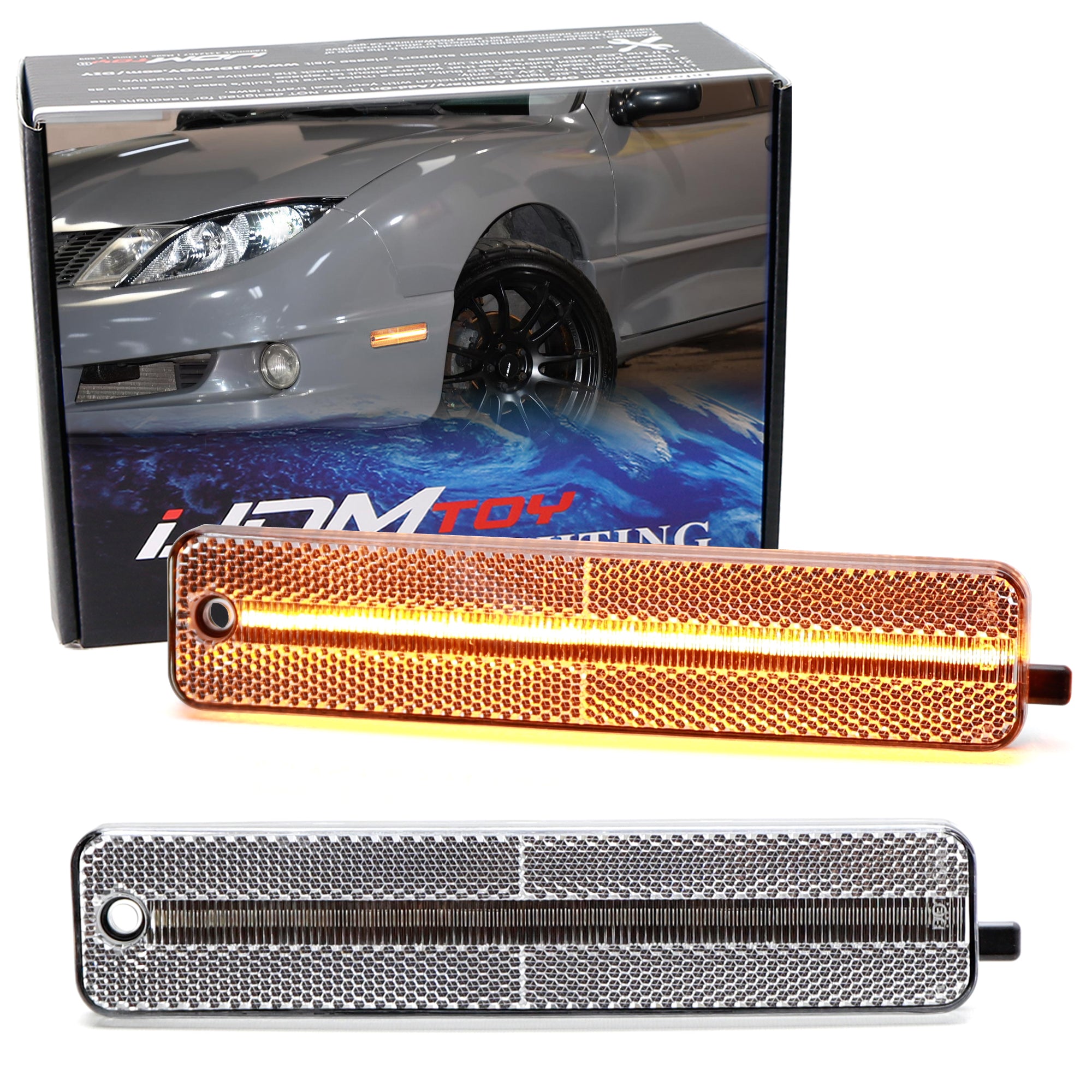 Amber LED Side Marker Lights for Pontiac Sunfire - Clear Lens, Full LED Strip - Easy Installation, Durable & Bright - Perfect for Night Driving & Car Customization