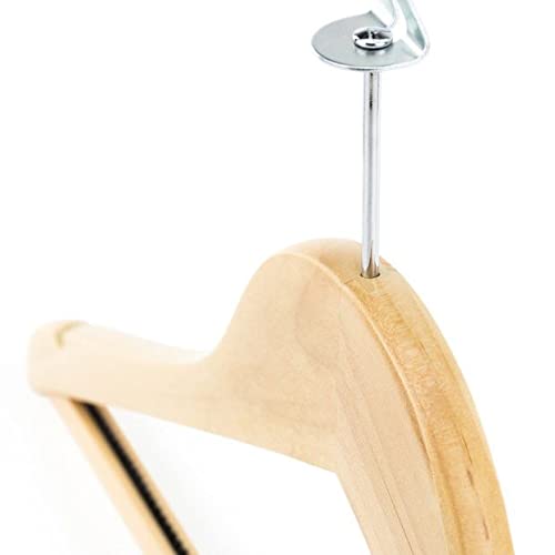 Premium Natural Wooden Hotel-Style Security Clothes Hangers - 10 Pack with Metal Anti-Theft Ring Lock - Ideal for Hotels, Resorts, Wardrobe Organization & Theft Prevention