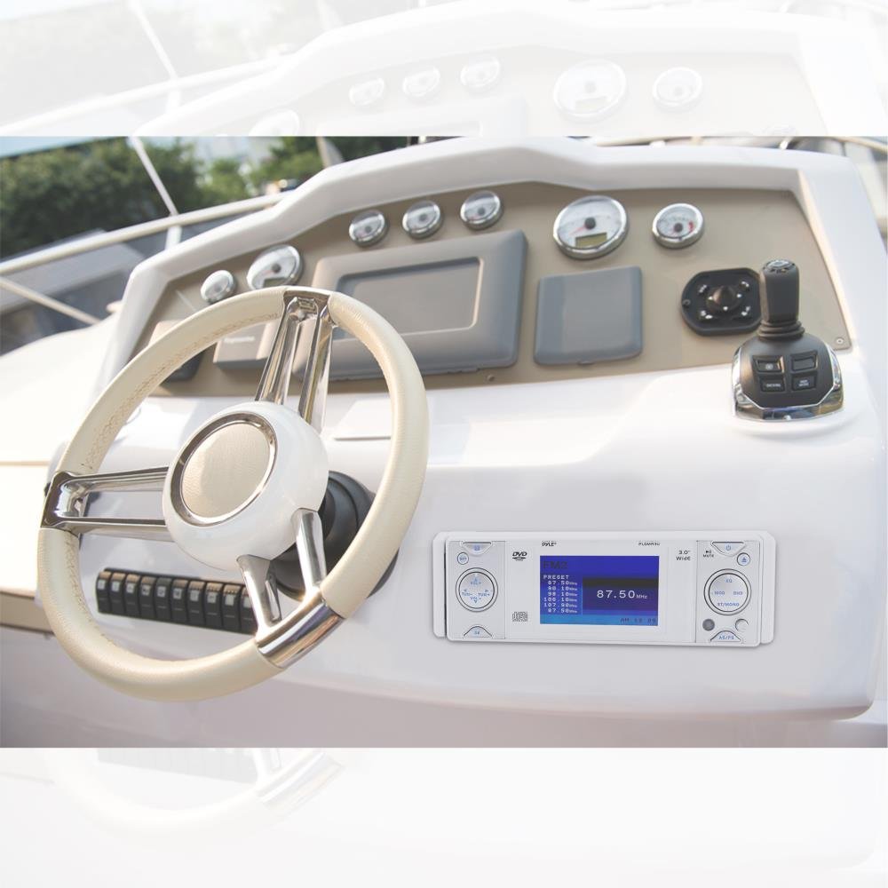 PYLE PLDMR3U Marine CD/DVD Receiver with 3-Inch Built-In Monitor - Waterproof In-Dash Stereo System for Boats, Yachts & Marine Vehicles | Perfect for Fishing, Cruising & Water Sports Entertainment