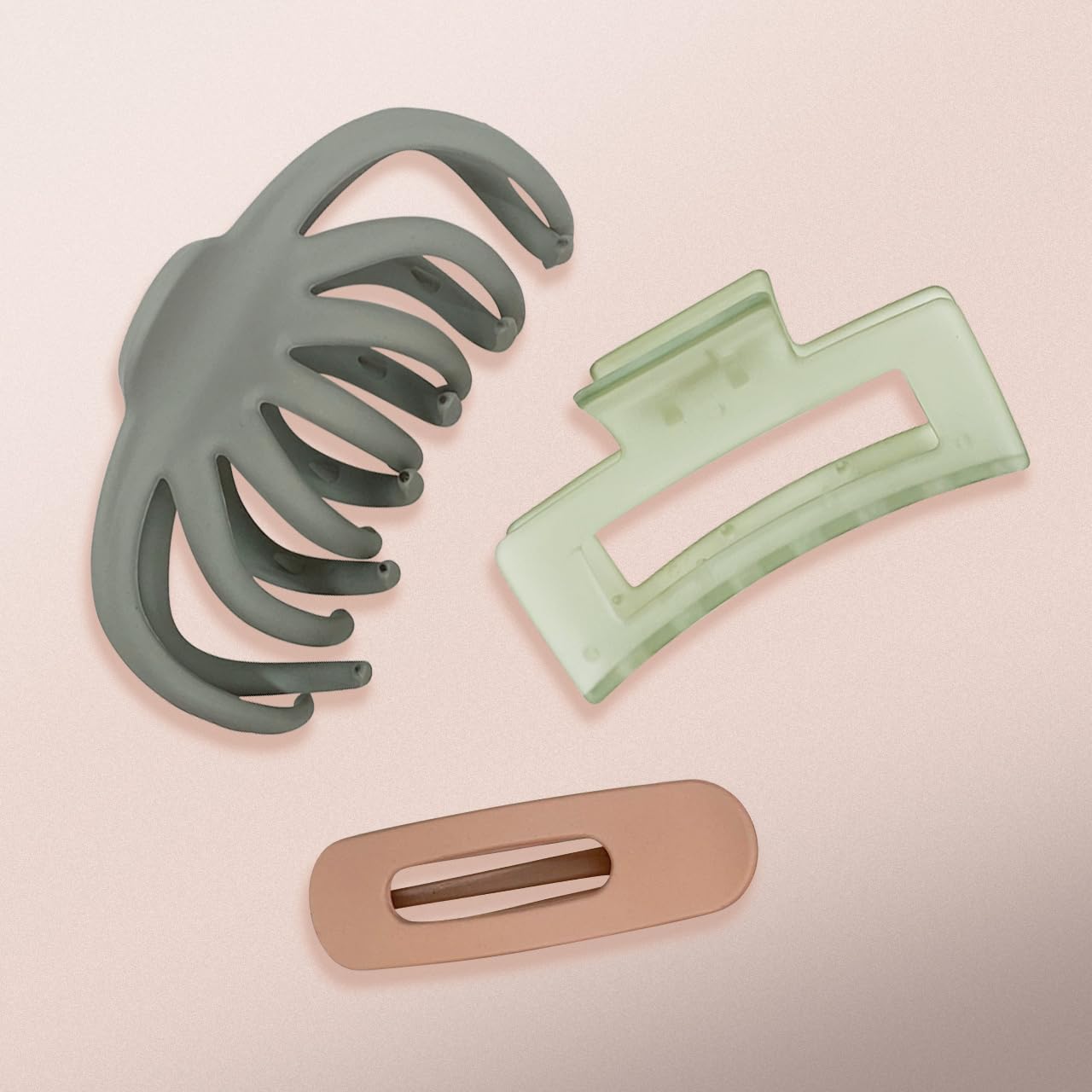 Kitsch Large Assorted Hair Clips for Women - Medium Open Shape Hair Claw Clips for Thick Hair, Flat Lay Hair Clips & Big Octopus Claw Clips (3-Piece Set) - Perfect for Teens, Girls, and Everyday Hair Styling