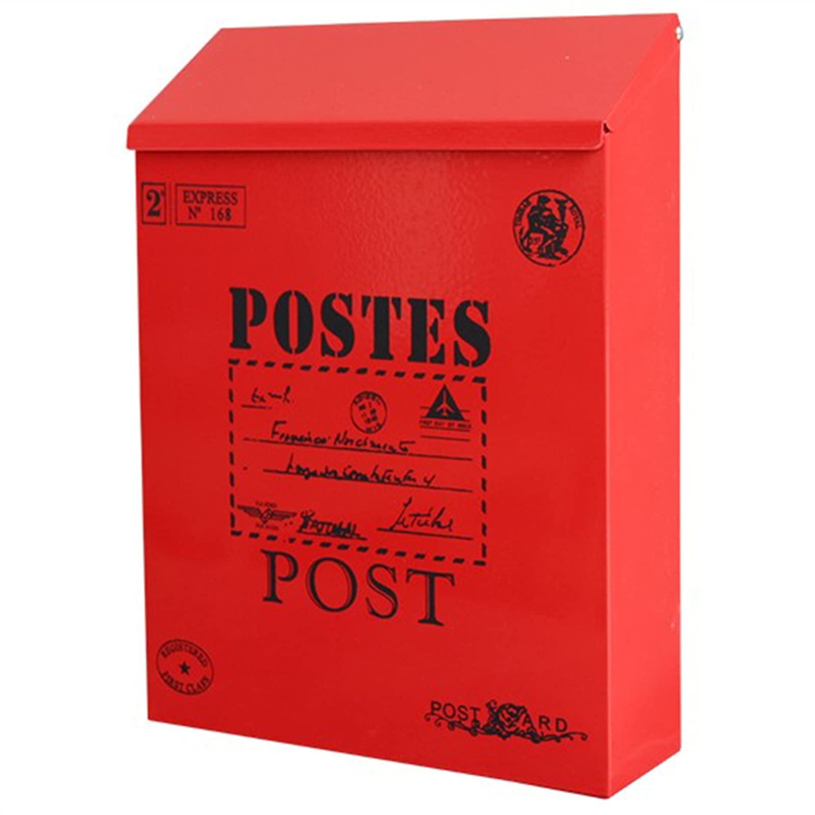 Mainaisi Lockable Outdoor Mailbox - Secure Garden Post Box with Key Lock, Weatherproof Letter Box for Yard, Porch, and Door Decoration (Red) - Perfect for Home, Apartment, and Office Use