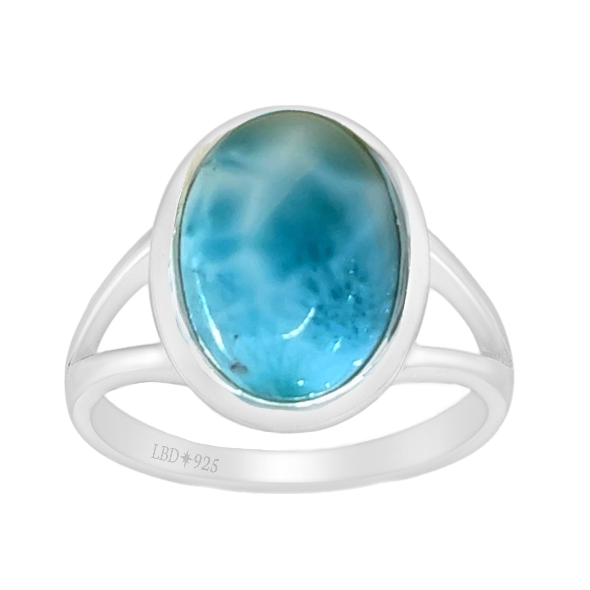 Handmade Classic Oval Larimar Ring - Genuine Blue Stone Jewelry for Women, Perfect for Weddings, Parties & Everyday Elegance