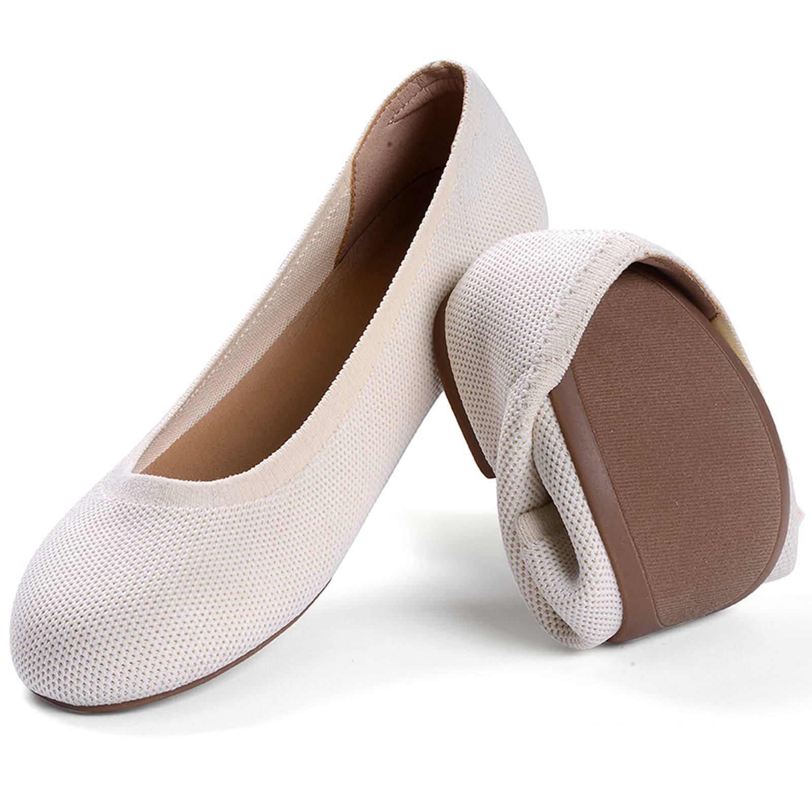 KOLILI Women's Knit Ballet Flats - Comfortable Slip-On Casual Shoes for Women | Perfect for Work, Walking & Dress Outfits