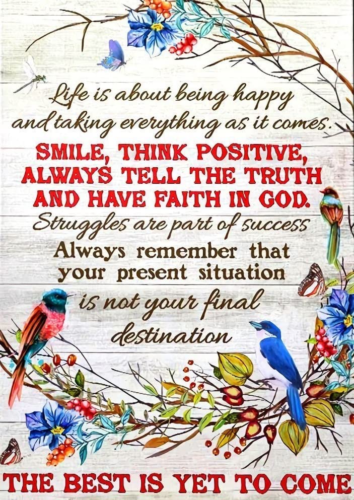 Positive Inspirational Birds Artwork Poster - 'Think Positive & Have Faith in God' Motivational Wall Decor (24x36 Inch Canvas Frame) - Perfect for Home, Office & Meditation Room Decor