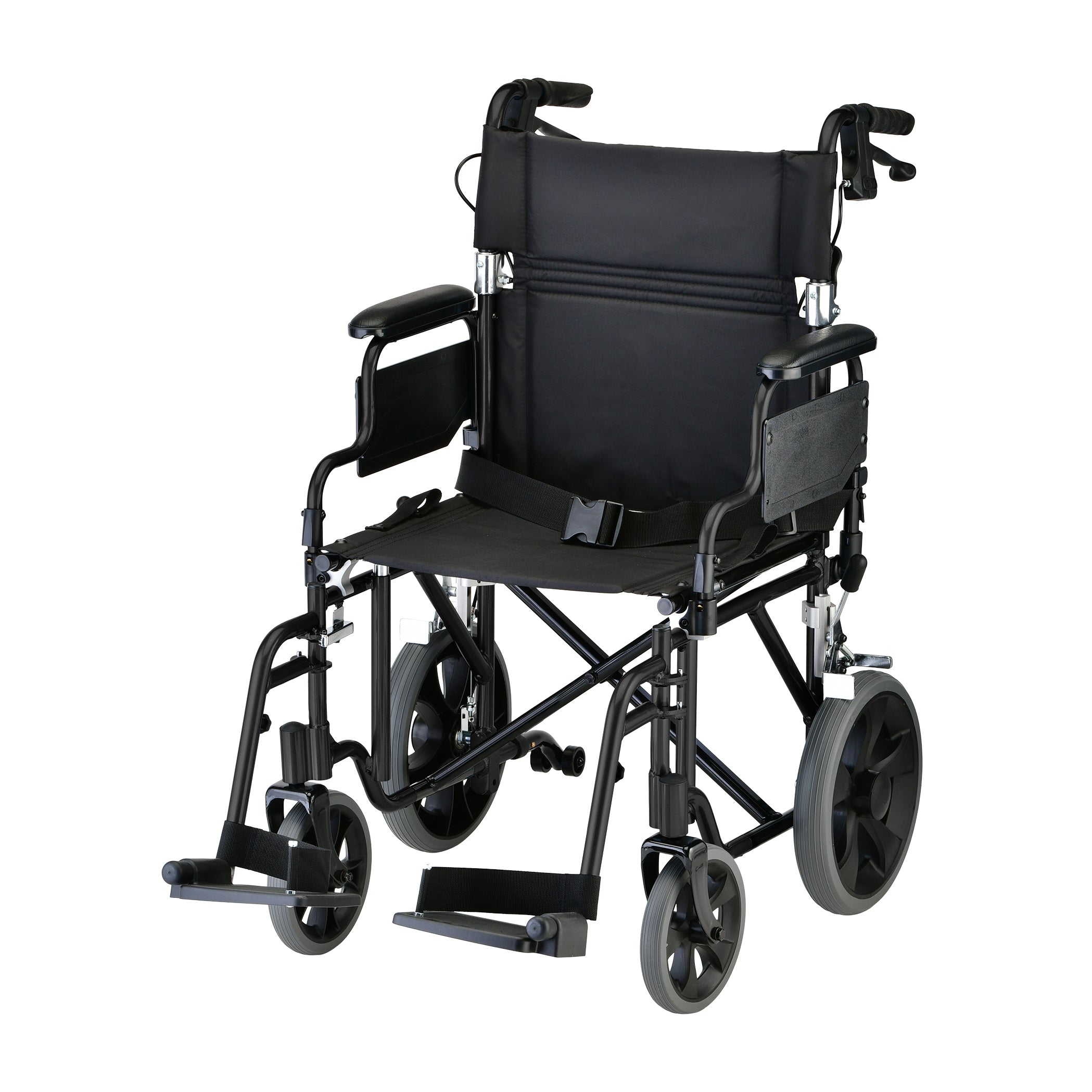 NOVA 352 Transport Wheelchair with 12 Wheels & Flip-Up Armrests - Lightweight Folding Mobility Chair for Seniors, Patients & Airport Travel - Indoor & Outdoor Use