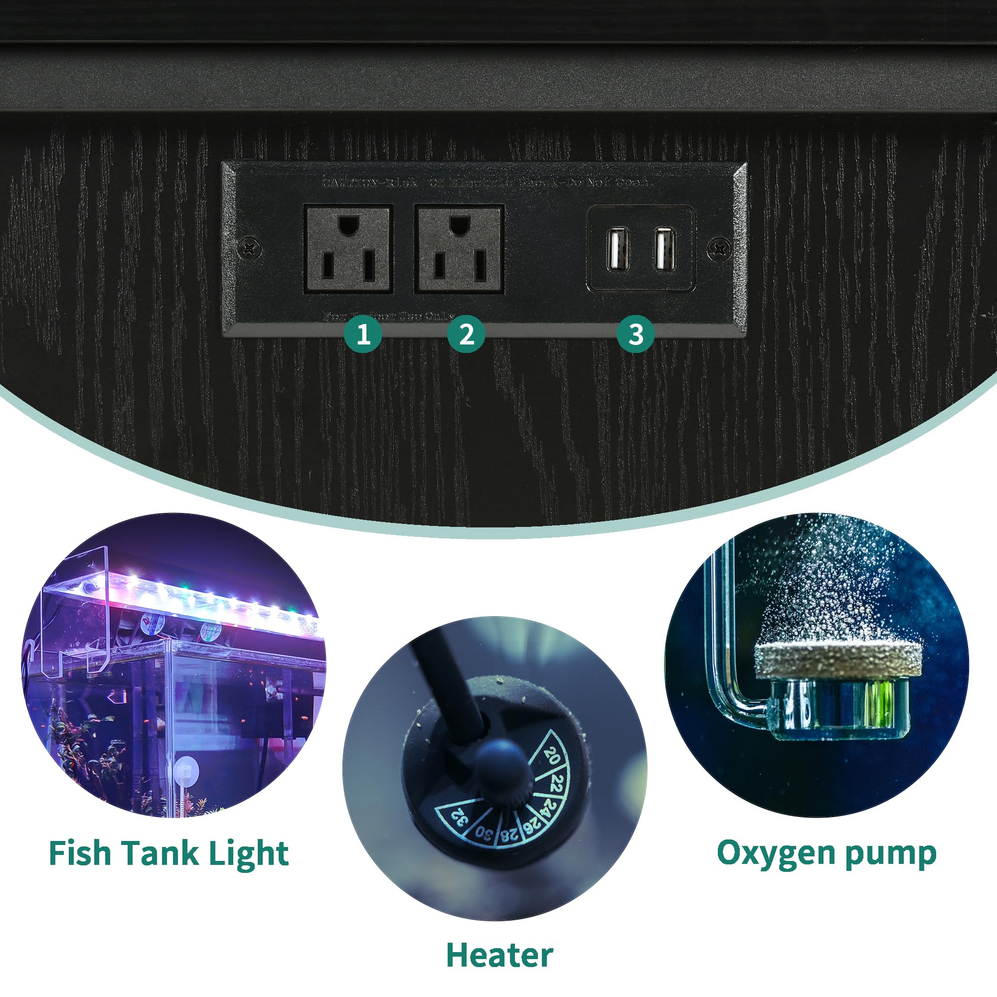 YITAHOME 55-75 Gallon Metal Aquarium Stand with Power Outlets & LED Light, Heavy Duty Fish Tank Stand with Storage Cabinet - 860LBS Capacity for Turtle Tanks, Reptile Terrariums & Fish Tank Accessories - Perfect for Home, Office & Pet Store Displays (Black)
