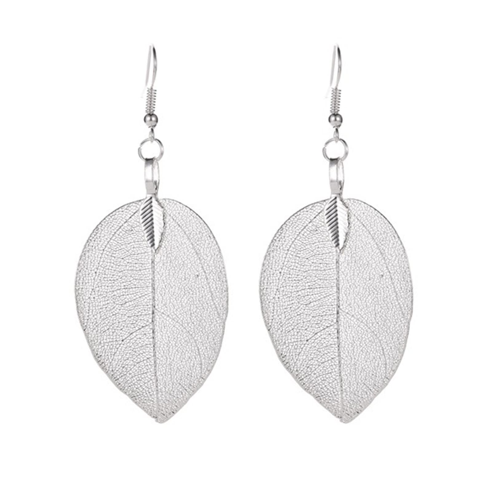 1 Pair Stainless Steel Leaf Drop Earrings for Women - Elegant Cutout Design, Vivid & Durable Dangle Earrings - Perfect for Daily Wear, Office, Parties & Special Occasions