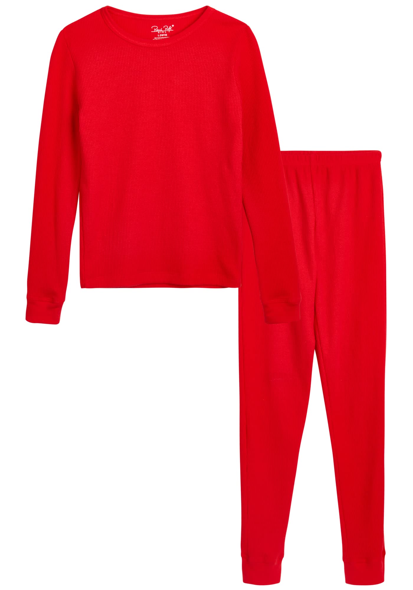 Rene Rofe Girls' Thermal Underwear Set - 2 Piece Waffle Knit Top & Long Johns for Winter Warmth (2T-16) | Perfect for Snow Days, Outdoor Activities & Layering Under Clothes
