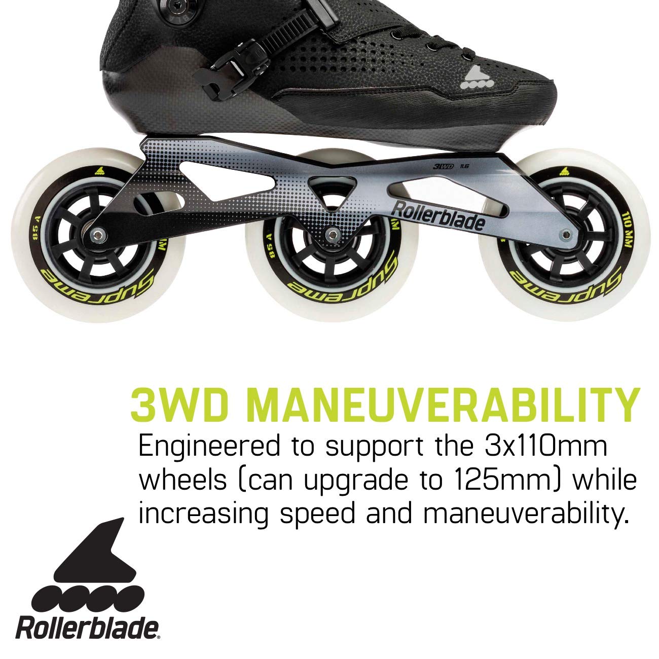 Rollerblade E2 110 Unisex Adult Fitness Inline Skates - Black | High-Performance Wheels for Smooth Ride | Perfect for Outdoor Exercise, Fitness Training & Recreational Skating
