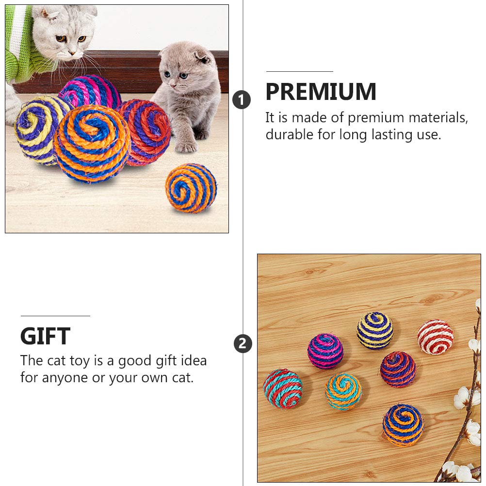6-Pack Sisal Ball Cat Toys - Interactive Teaser Wand with Two-Color Accessories for Small Cats | Durable Pet Supplies for Playtime & Exercise