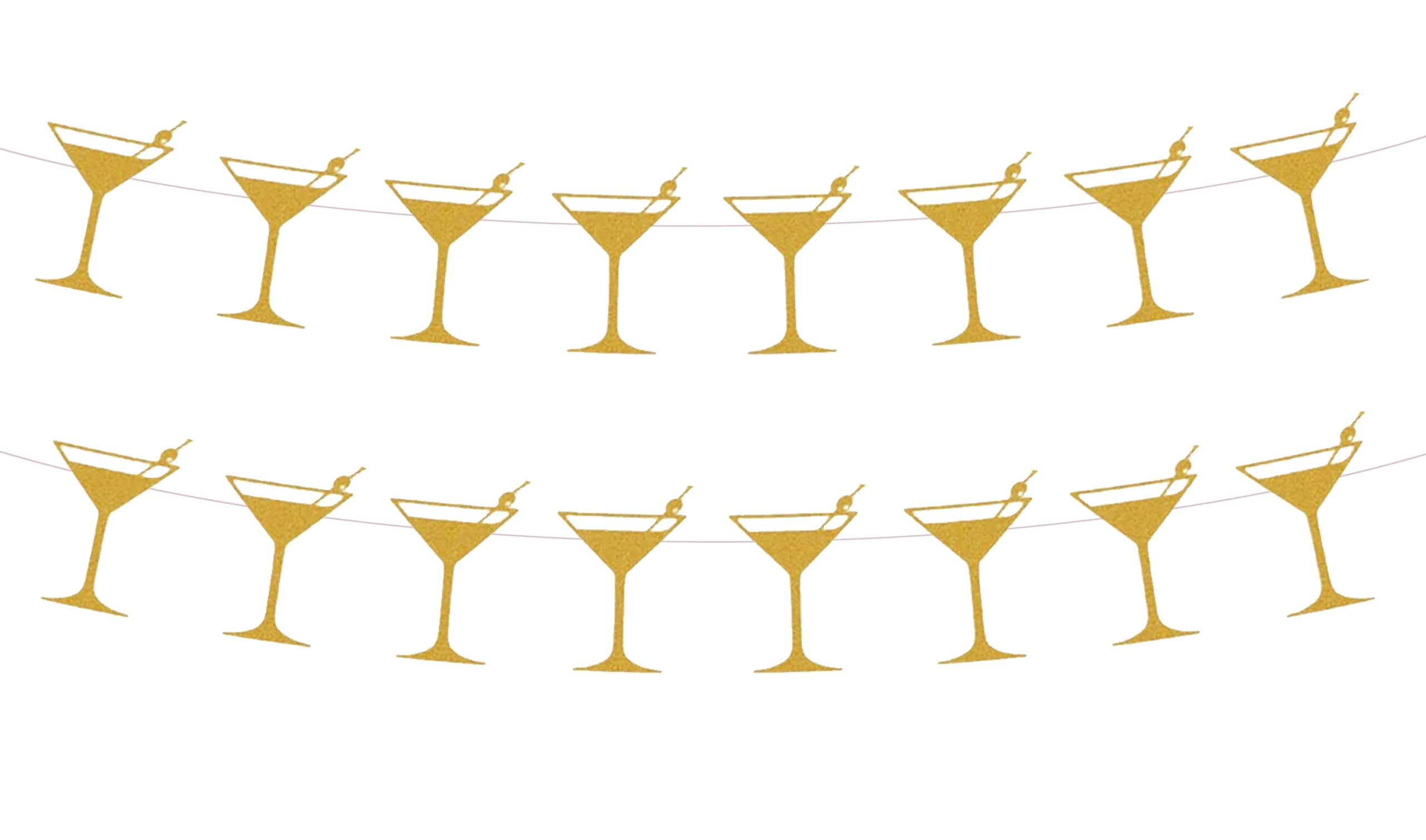 2Pcs Golden Martini Cup Garland - Elegant Bachelorette Party Decorations, Bridal Shower Decor, Martini Birthday Party Supplies, Cocktail Party Decorations | Perfect for Wedding Showers, Girls Night Out & Themed Celebrations
