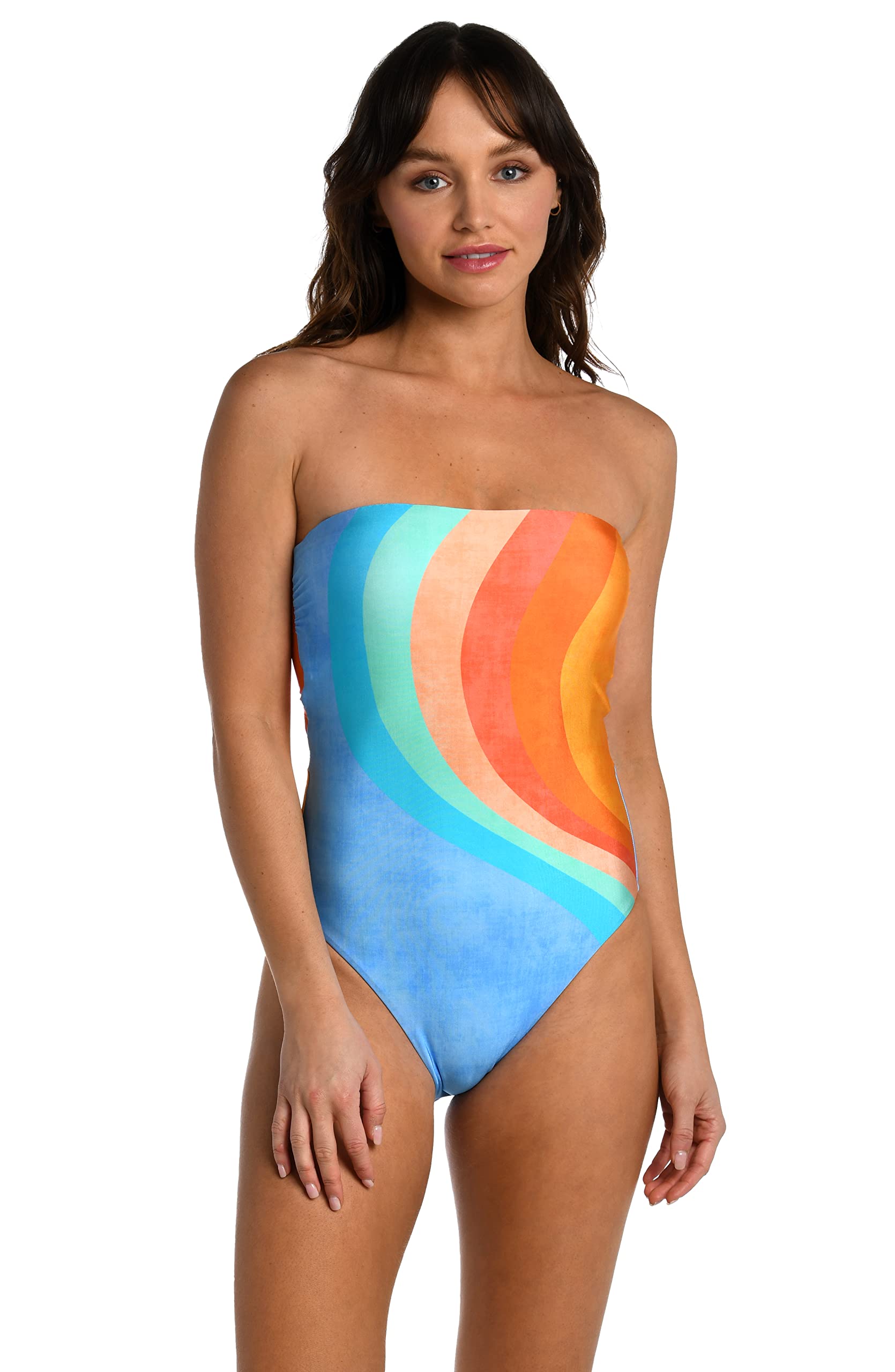 Sunshine 79 Women's Bandeau Mio One Piece Swimsuit - Sexy Solid Color Bathing Suit for Beach, Pool & Summer Vacation | Tummy Control & Adjustable Straps